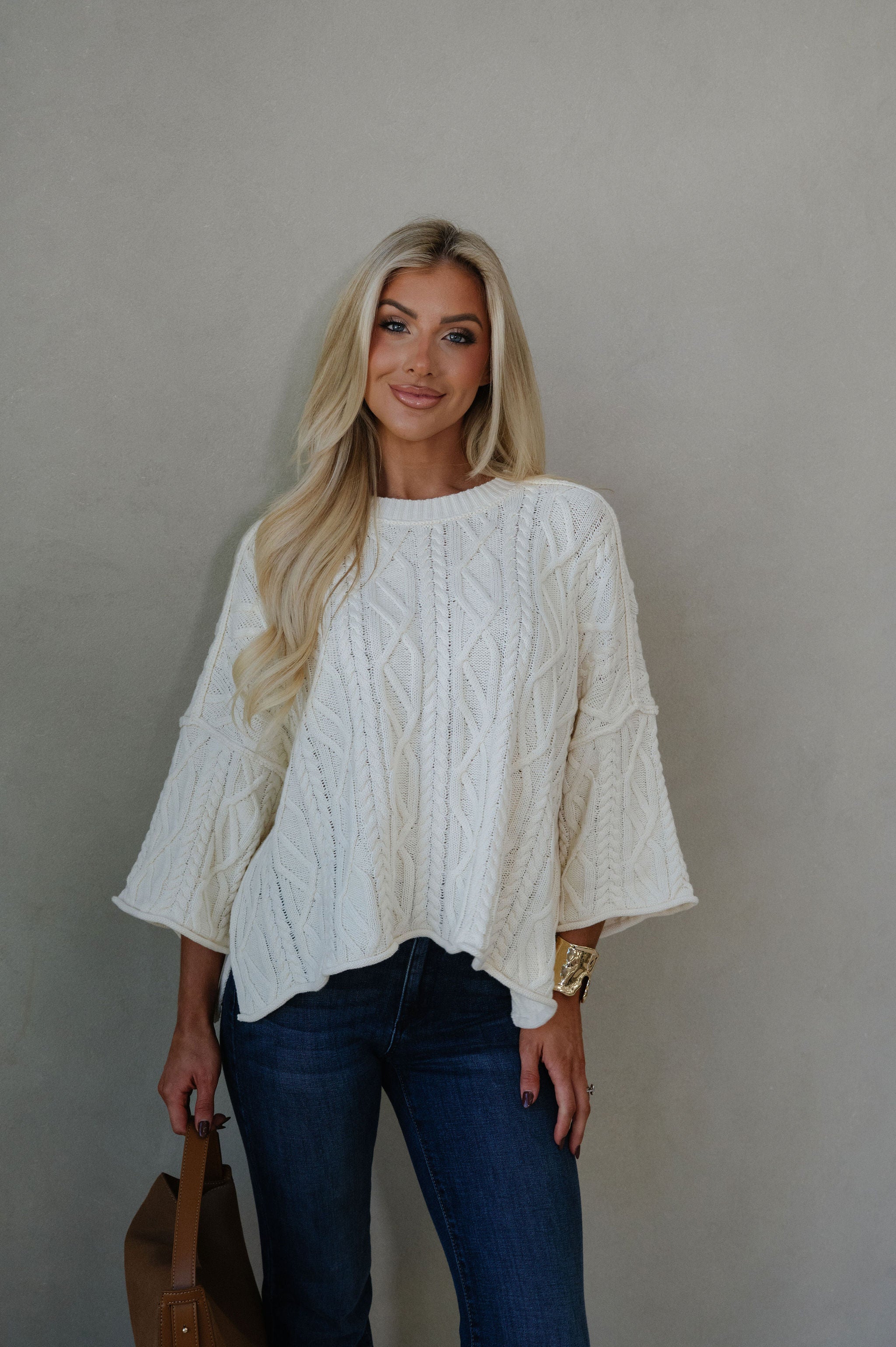 Campbell Bell Sleeve Sweater-Cream