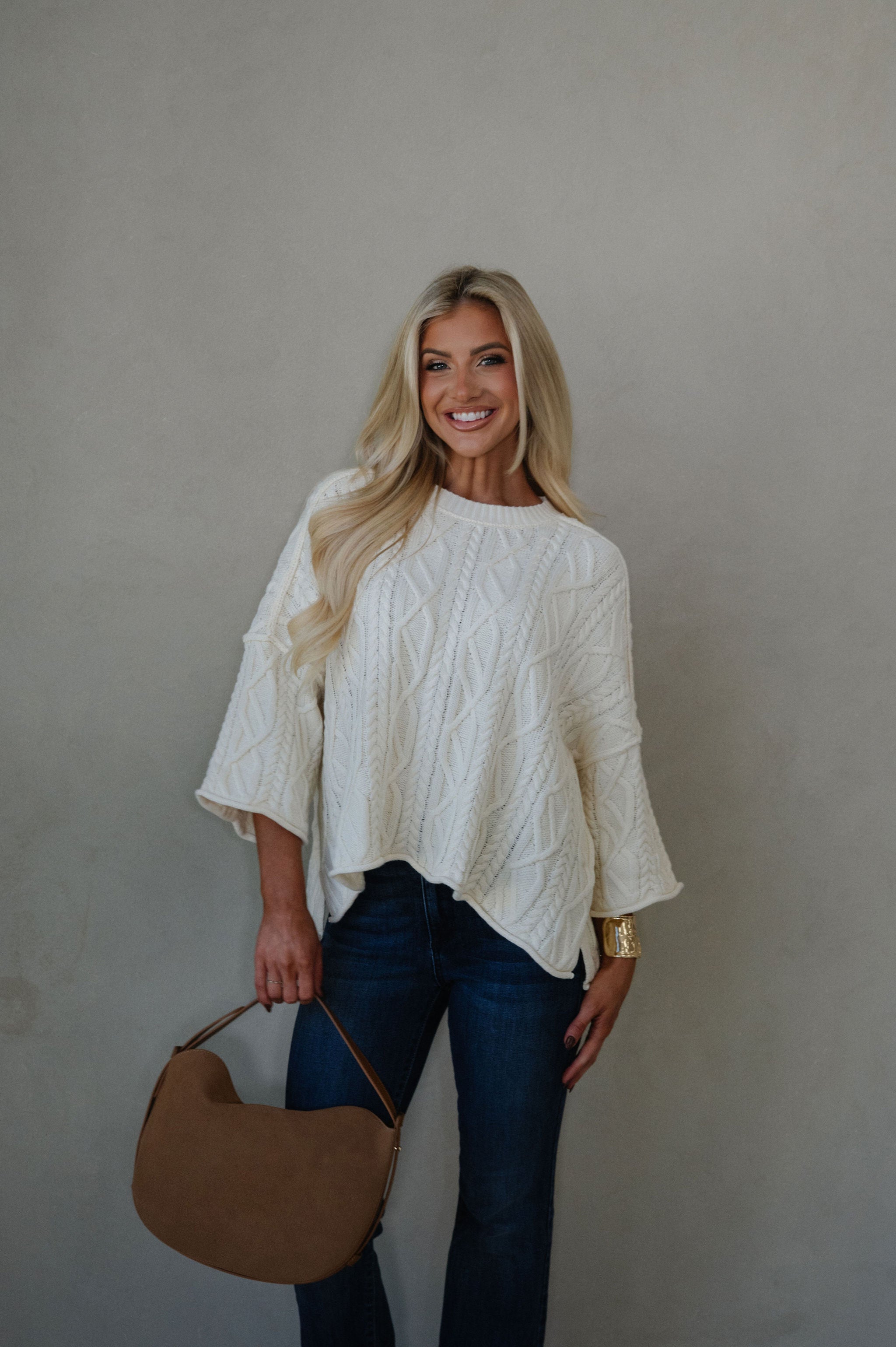 Campbell Bell Sleeve Sweater-Cream
