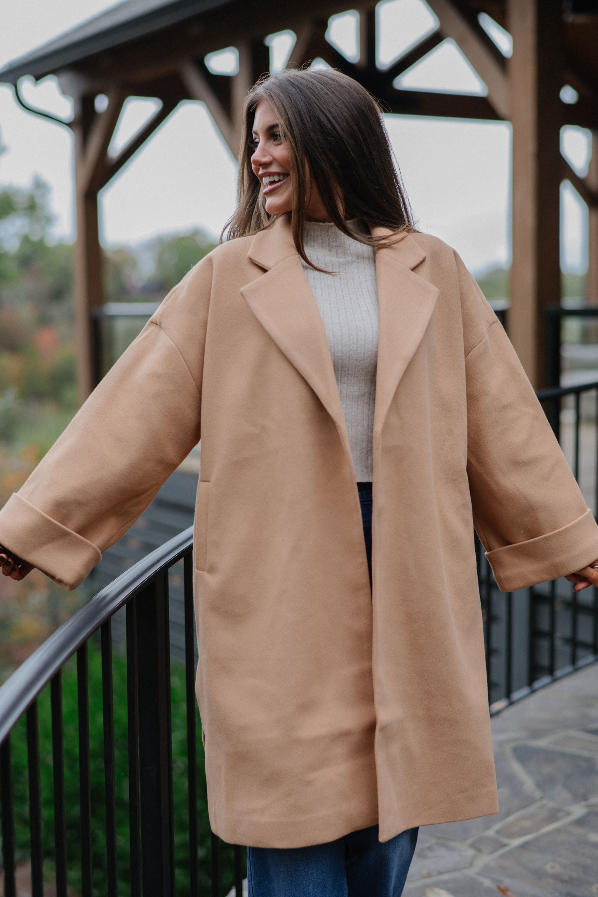 Oversized Pea Coat-Camel