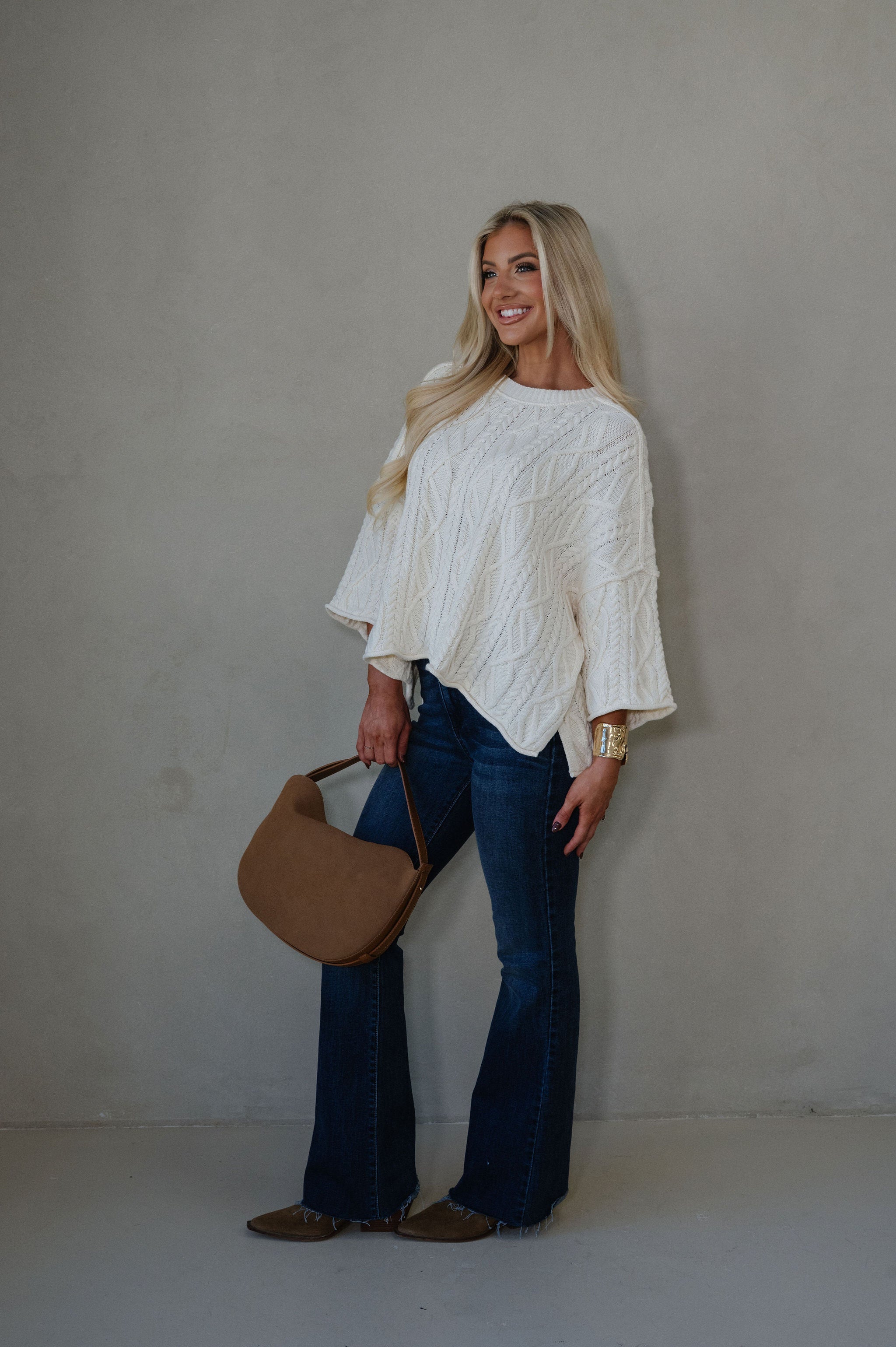 Campbell Bell Sleeve Sweater-Cream