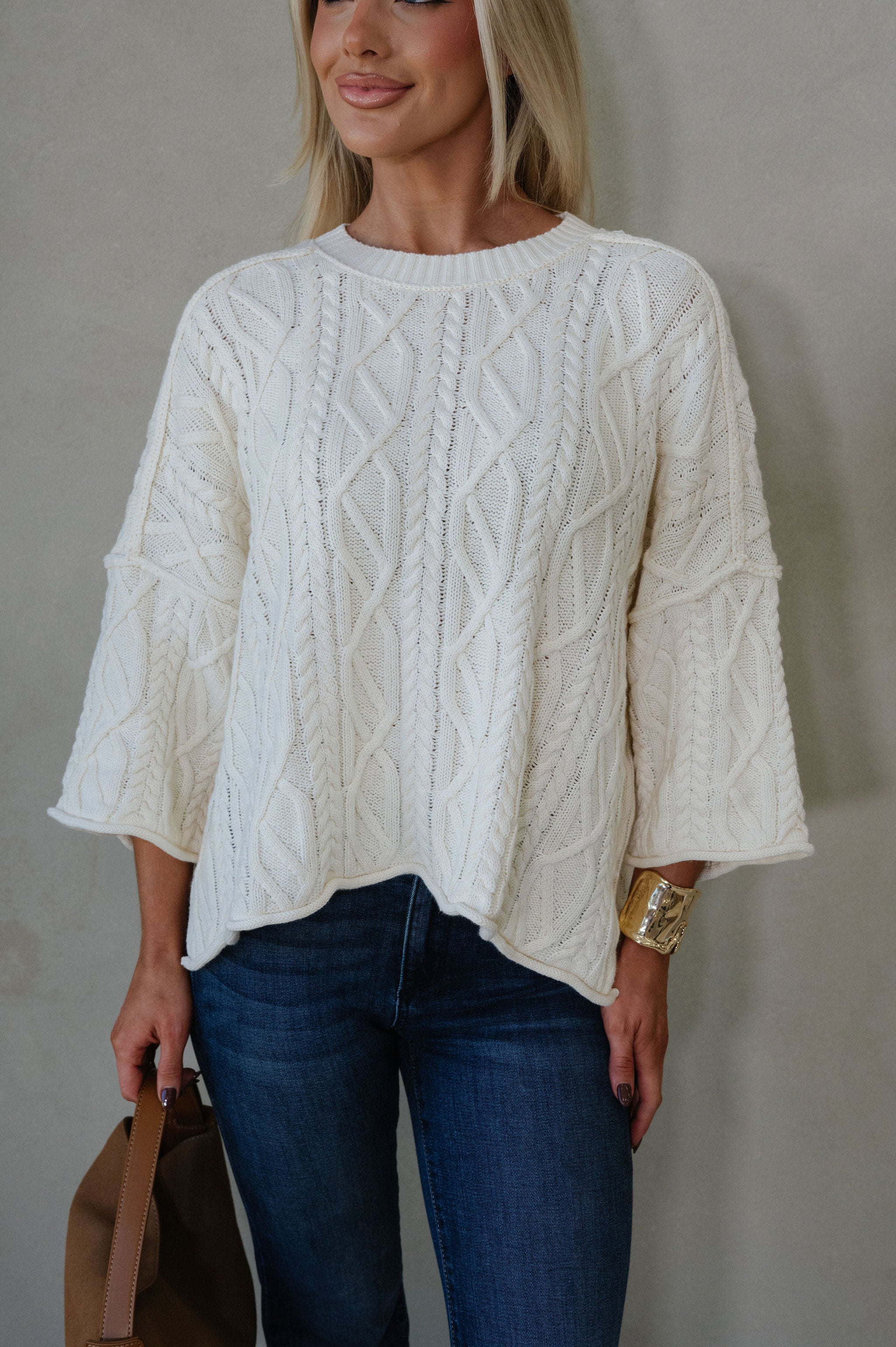 Campbell Bell Sleeve Sweater-Cream