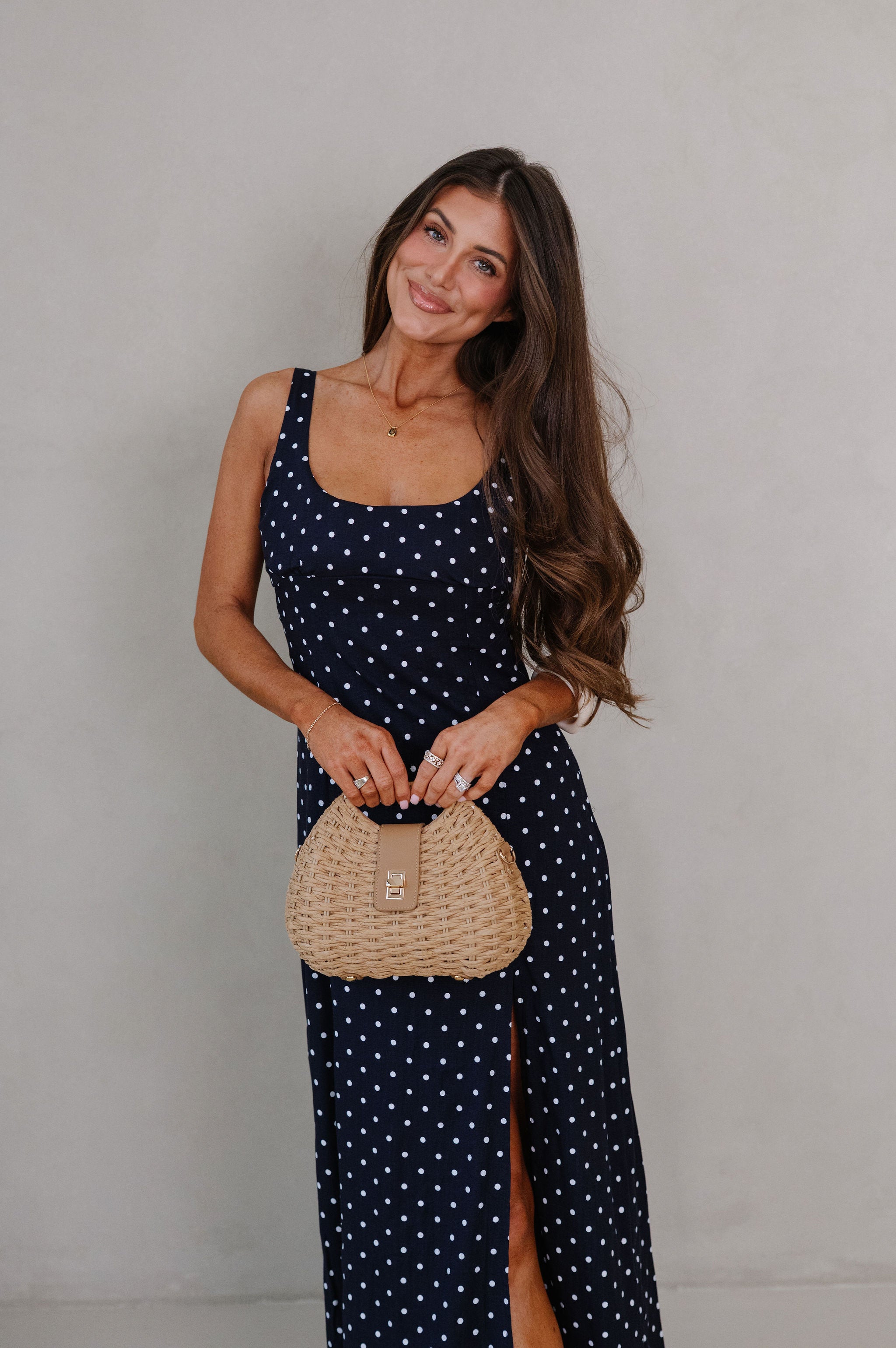 Rory Scoop Neck Midi Dress-Navy