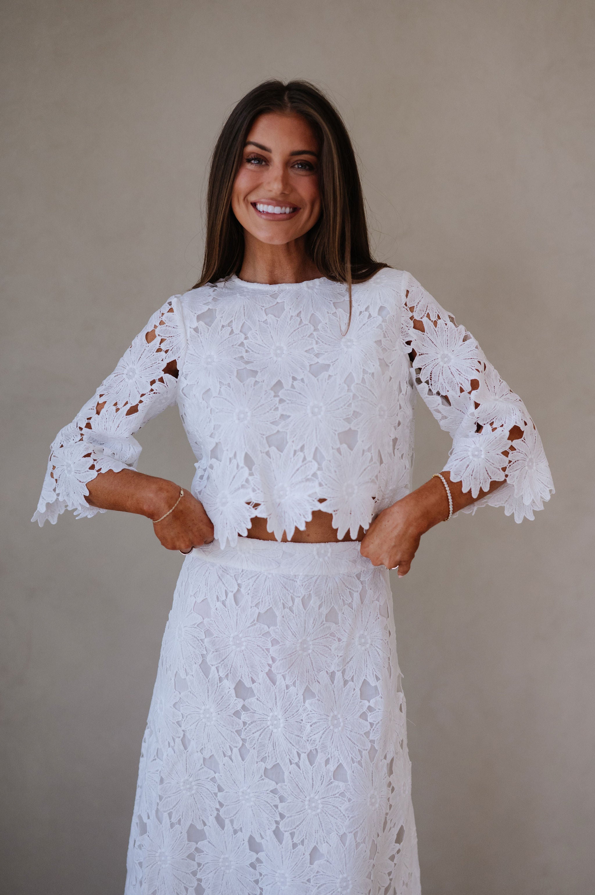 Ally Lace Maxi Skirt Set- White