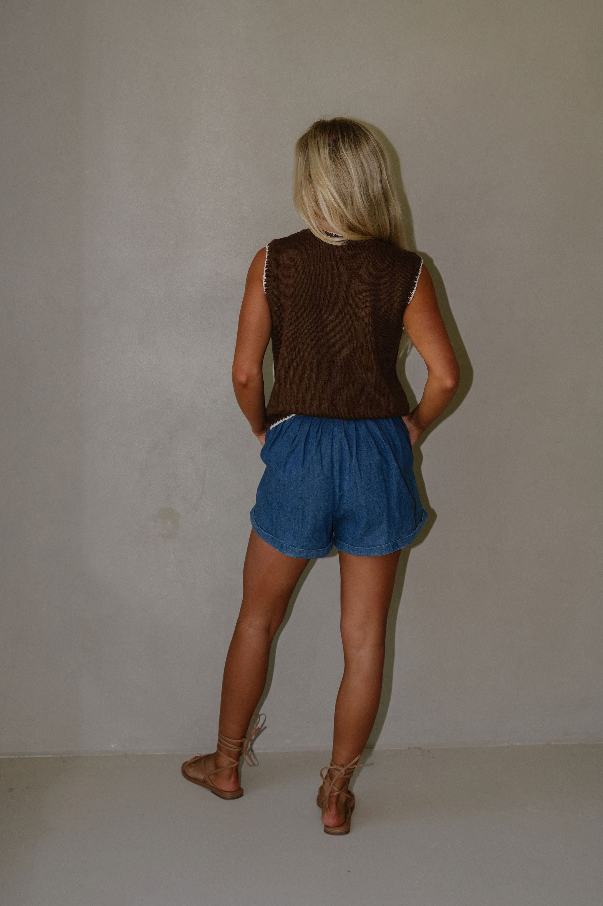 Fish Printed Sweater Top-Brown/Cream