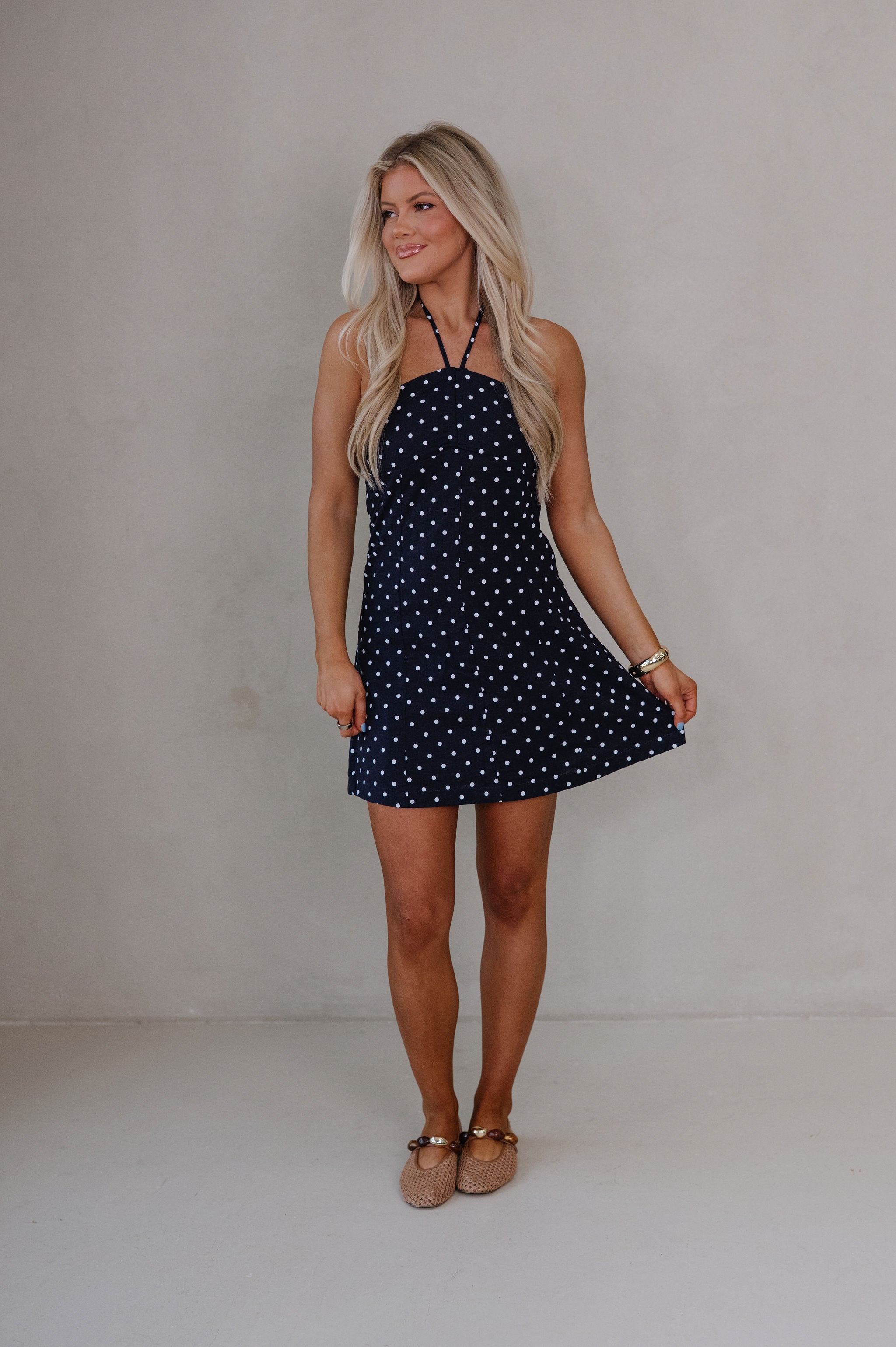 Anne Ruched Mini Dress-Navy