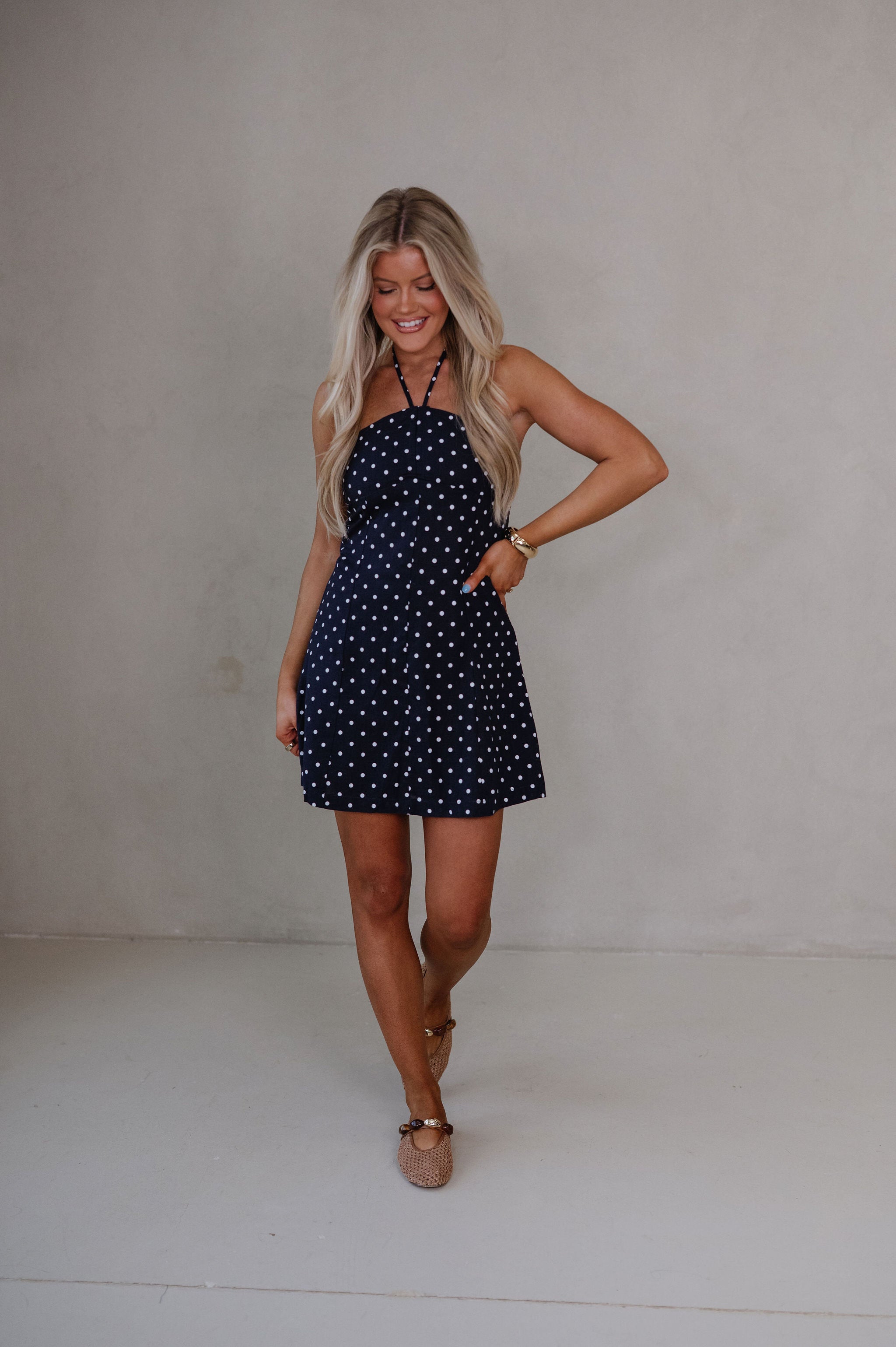 Anne Ruched Mini Dress-Navy