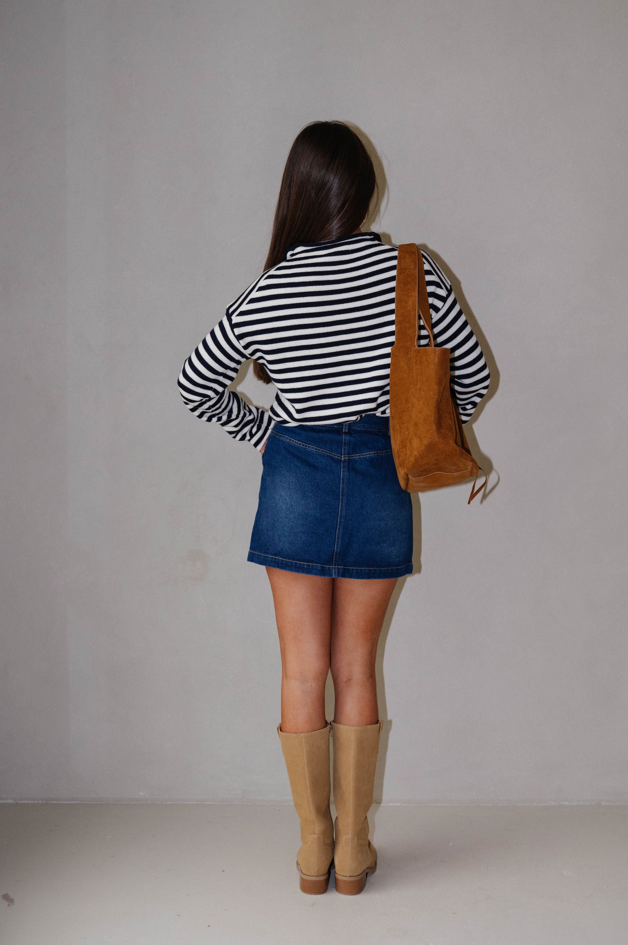 Elina Stripe Knit Top-Ivory/Dark Navy