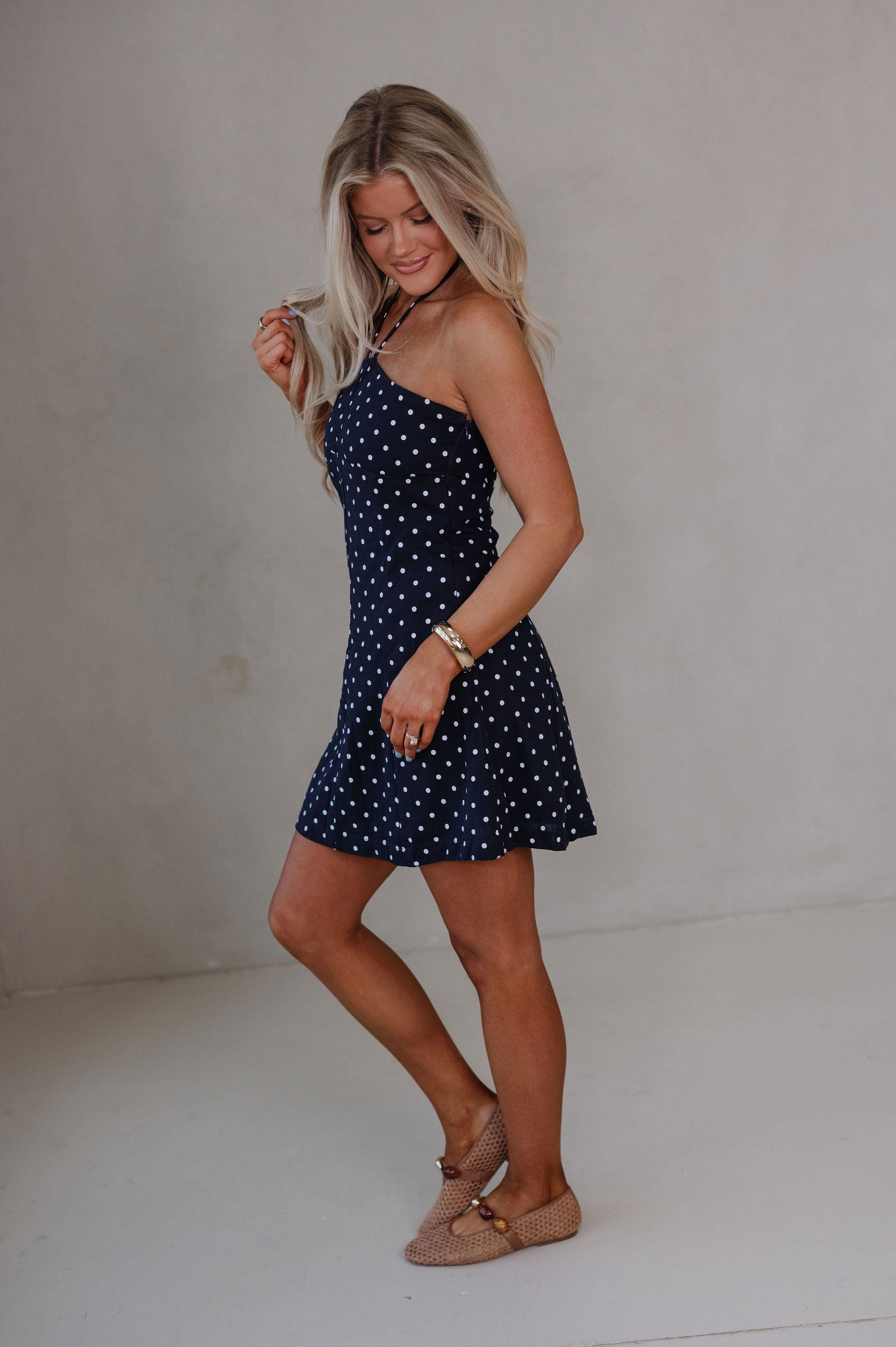 Anne Ruched Mini Dress-Navy