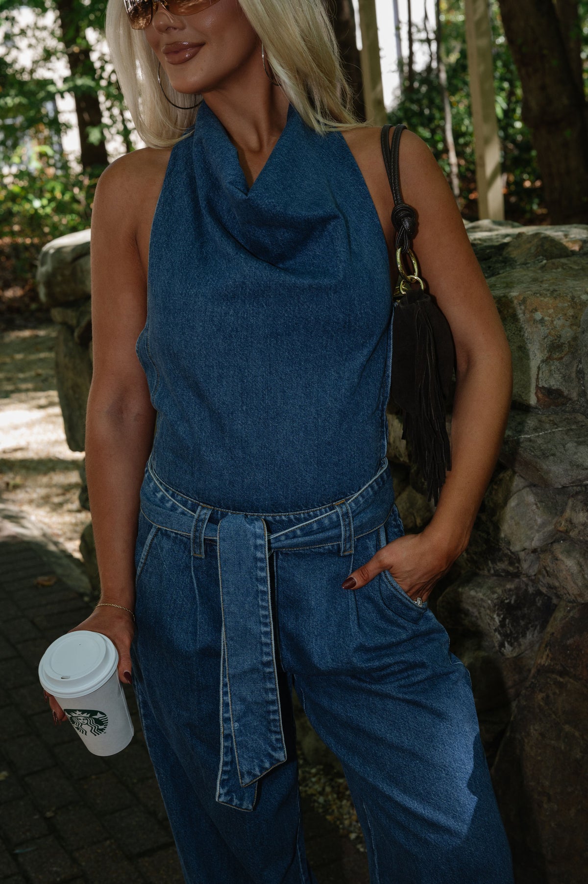 Sadie Halter Denim Jumpsuit