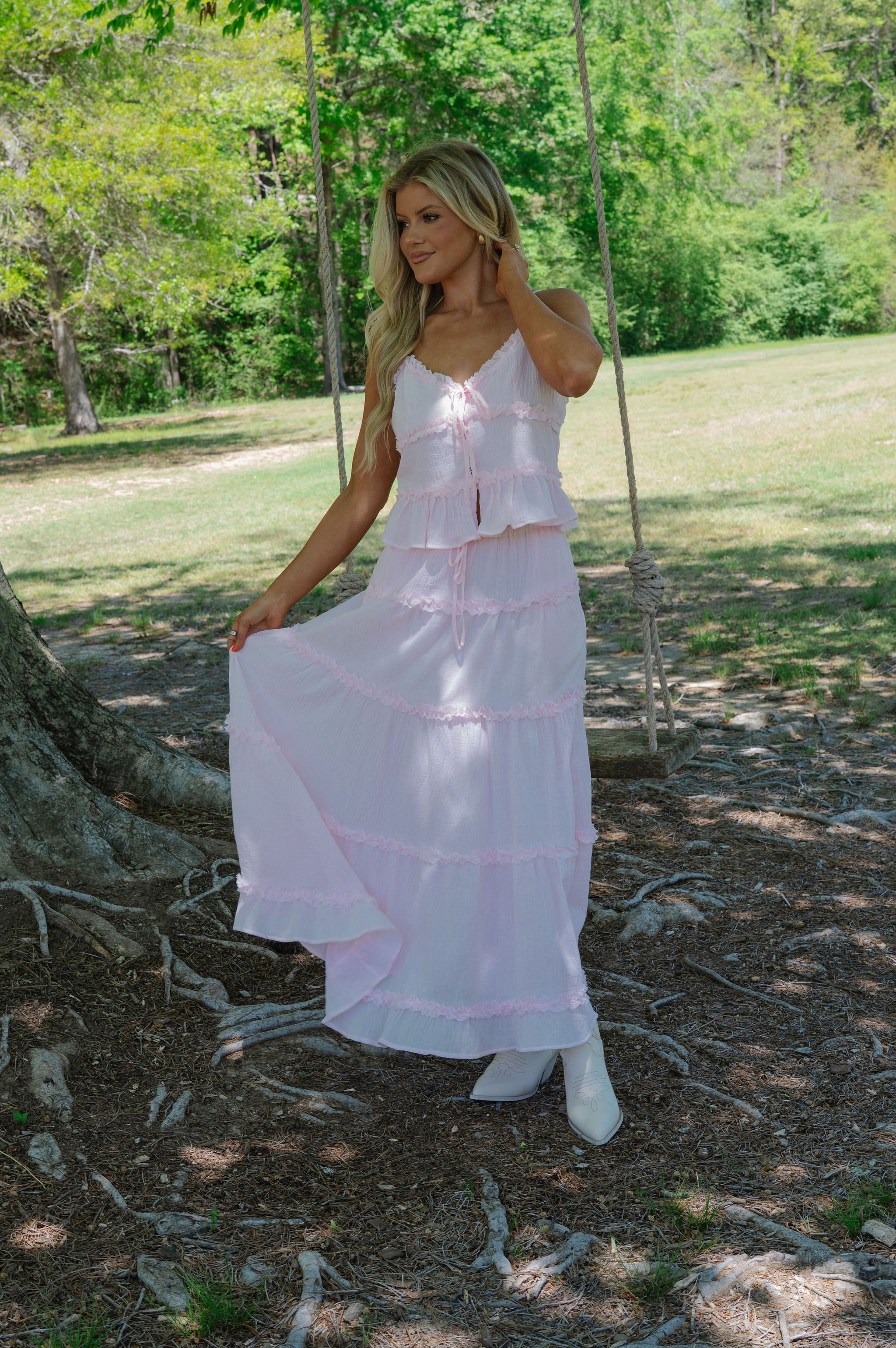 Dana Maxi Skirt Set-Water Pink