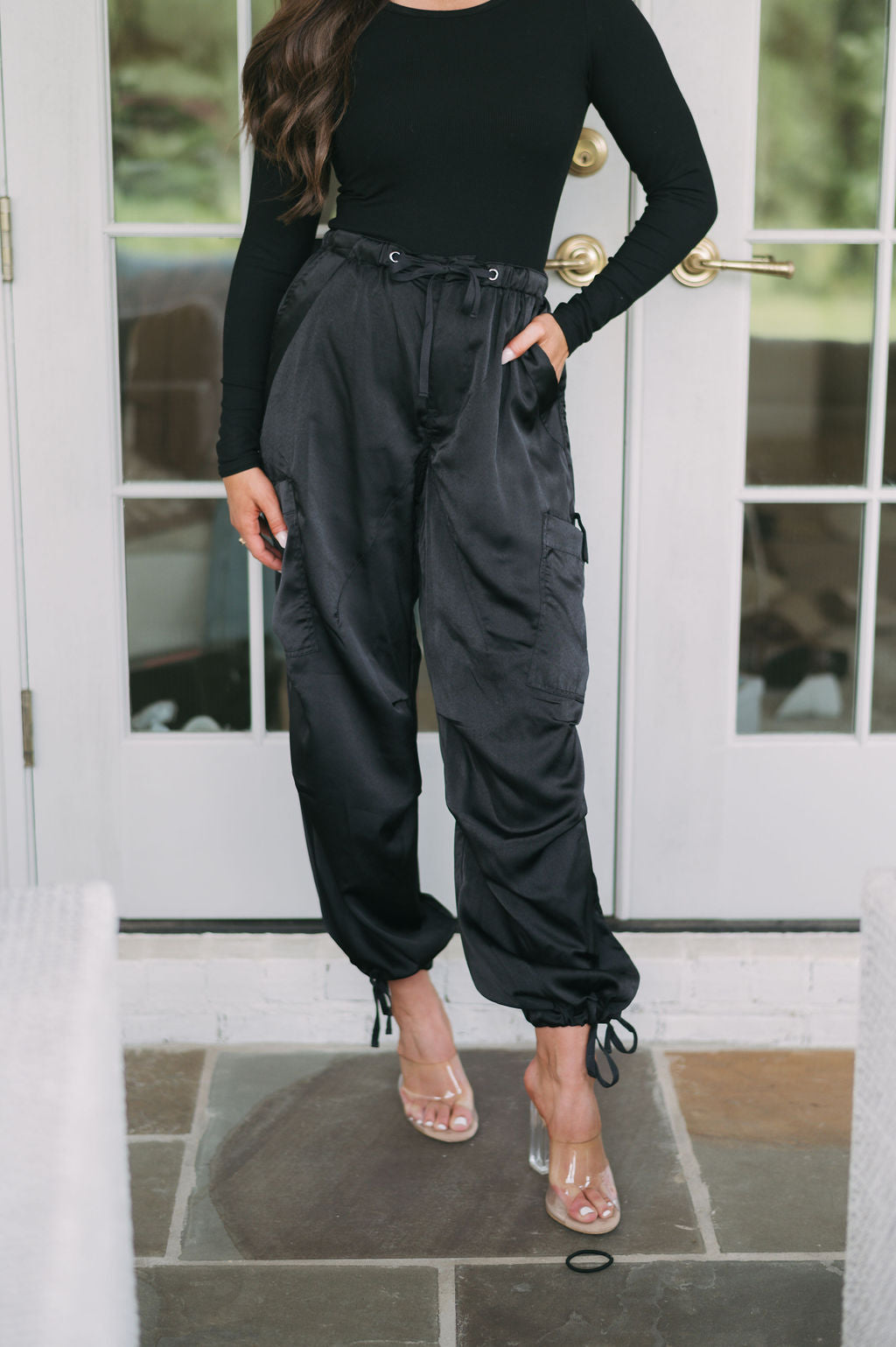 Savannah Satin Pants-Black