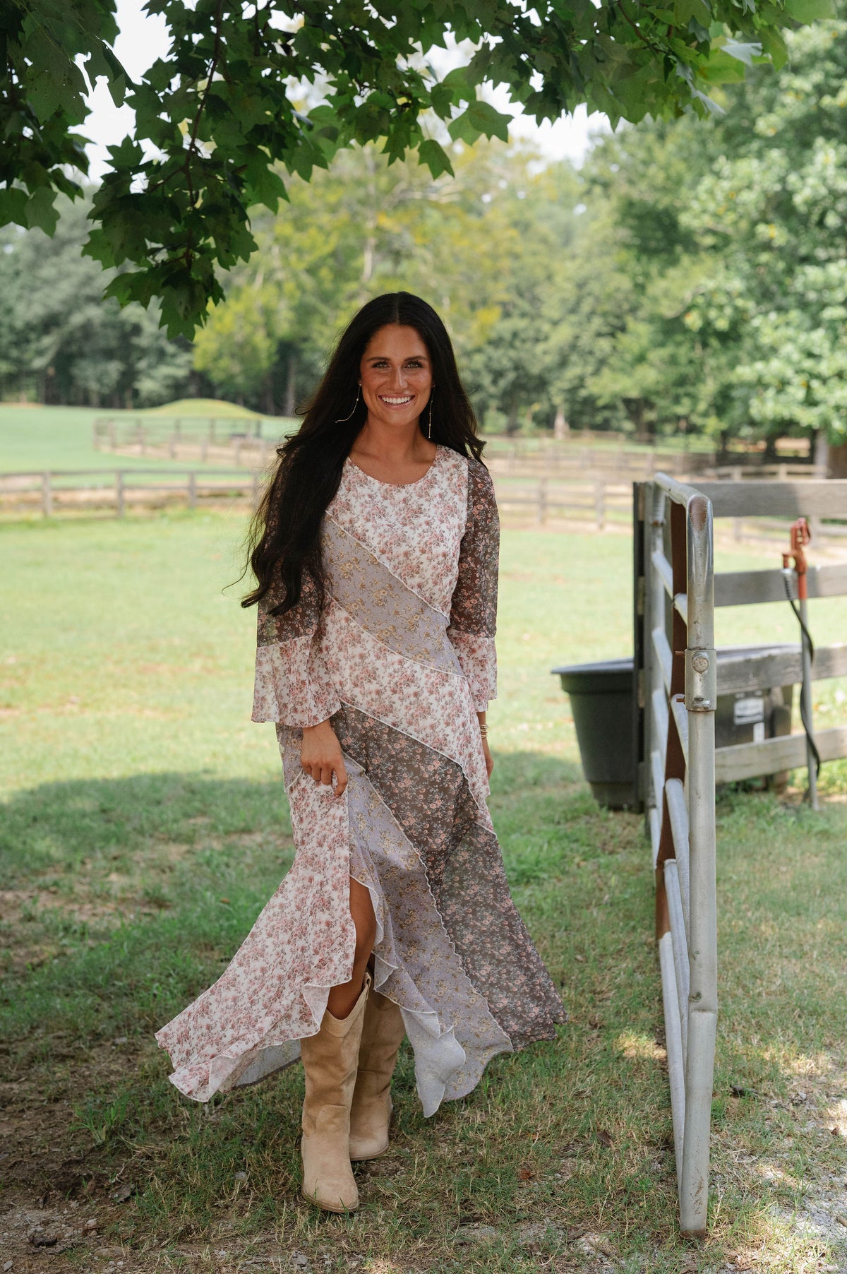 Lainey Floral Chiffon Ruffle Maxi Dress