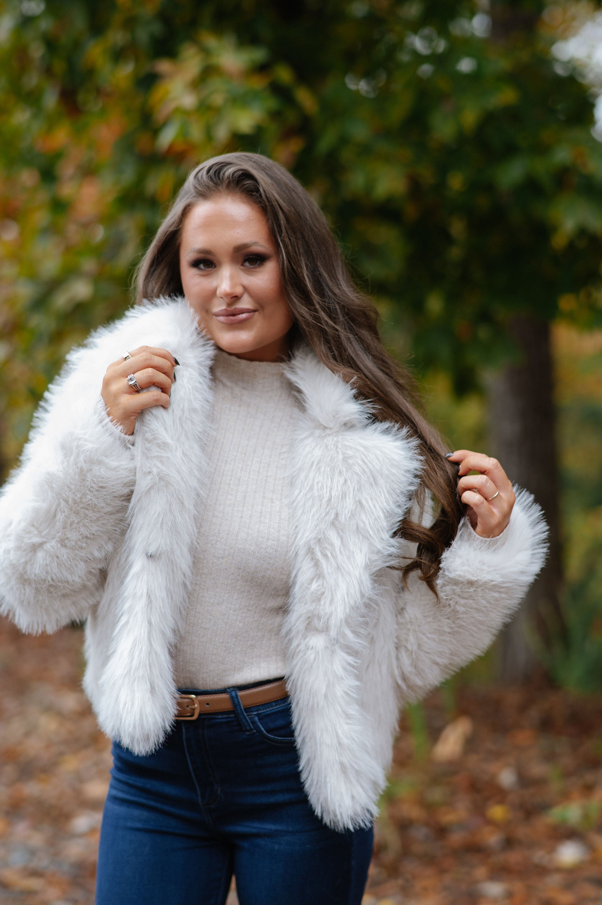 Keaton Faux Fur Jacket-Cream