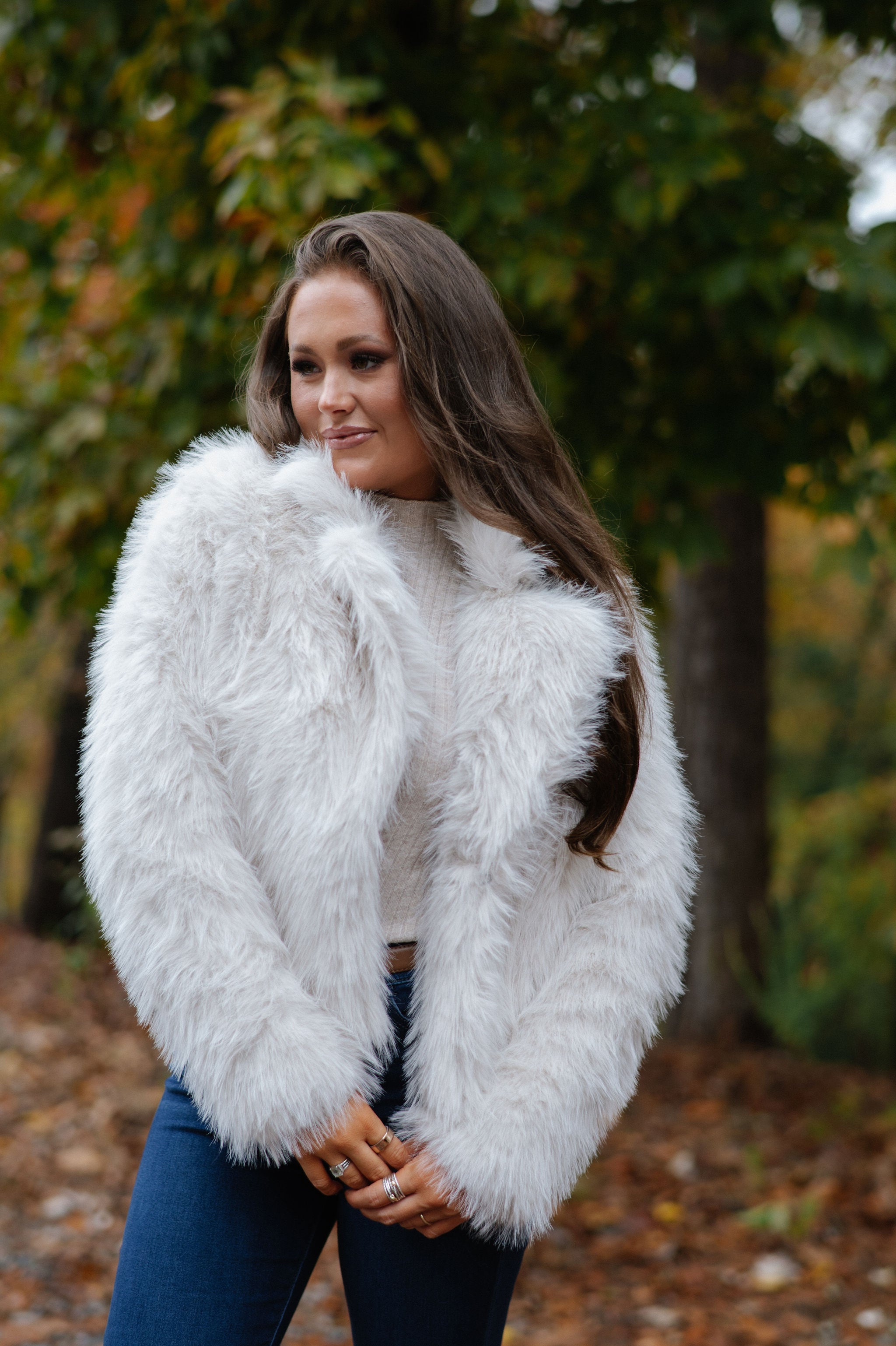 Keaton Faux Fur Jacket-Cream