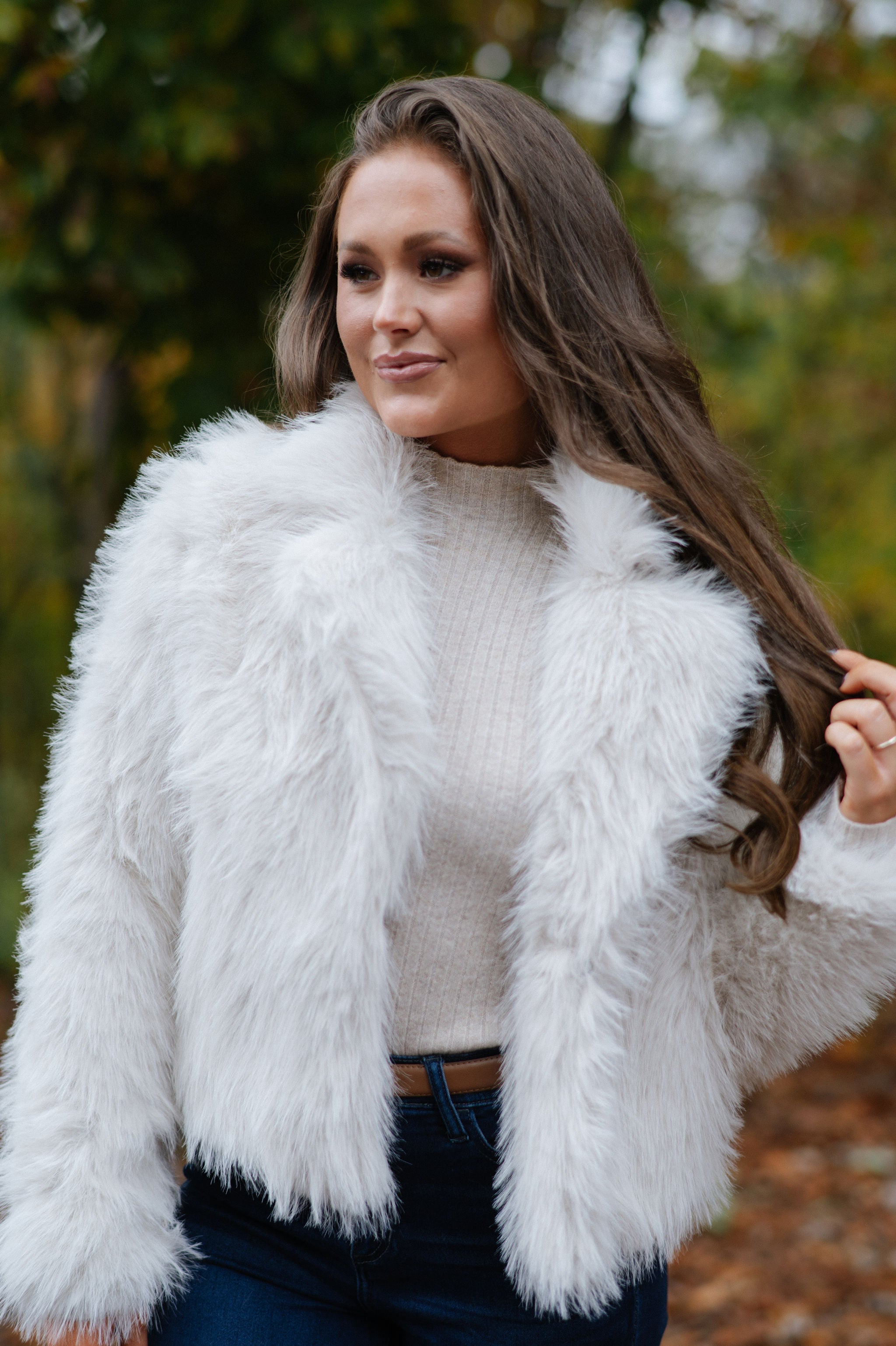 Keaton Faux Fur Jacket-Cream