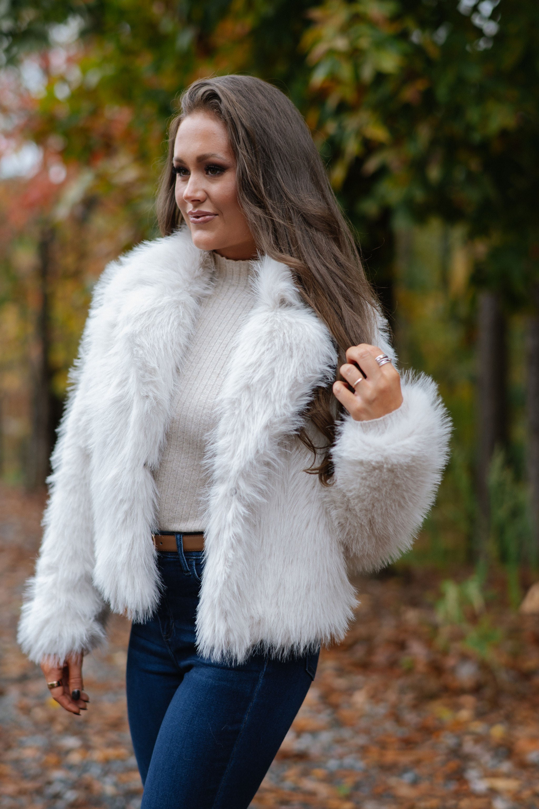 Keaton Faux Fur Jacket-Cream