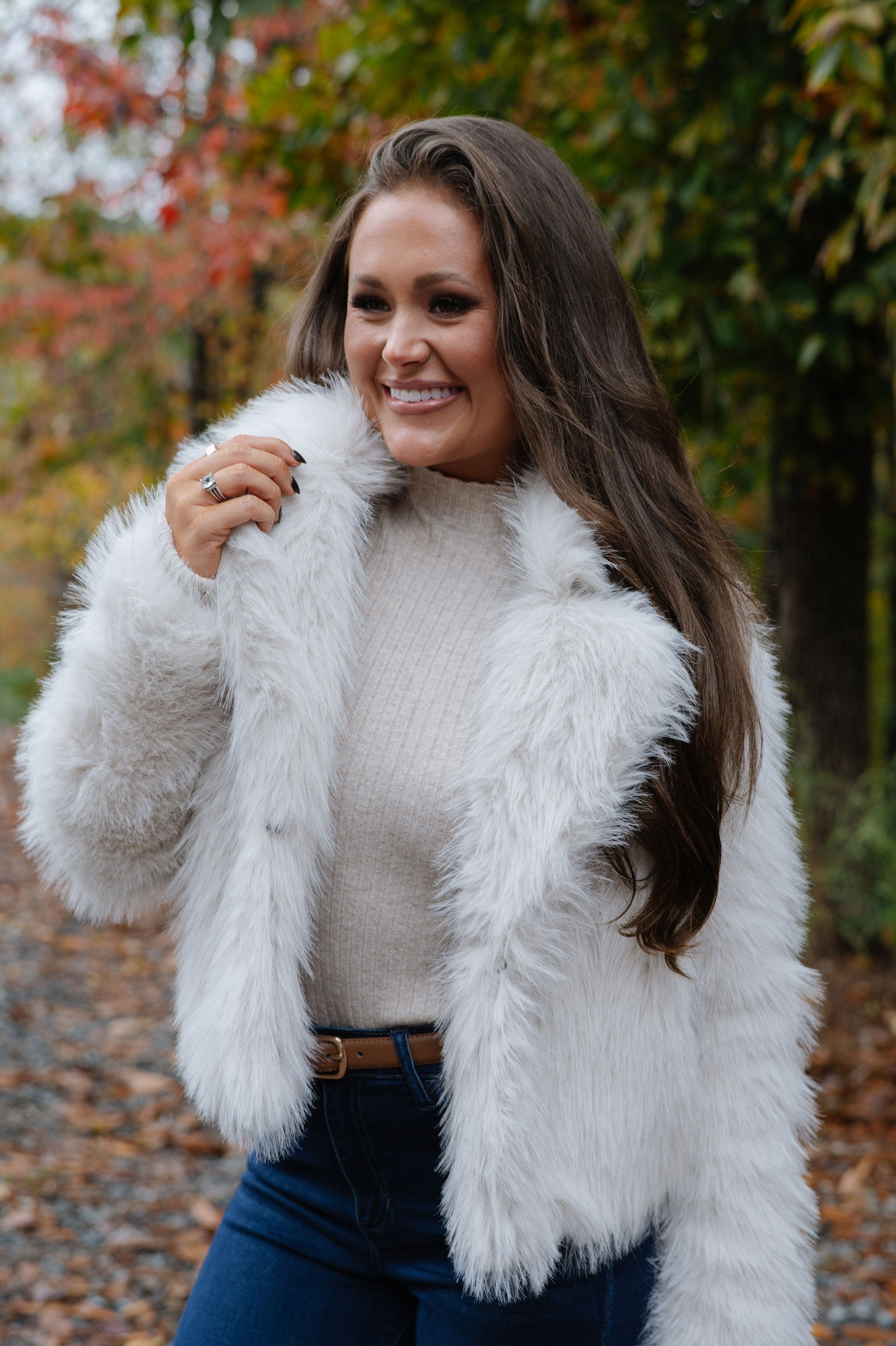 Keaton Faux Fur Jacket-Cream