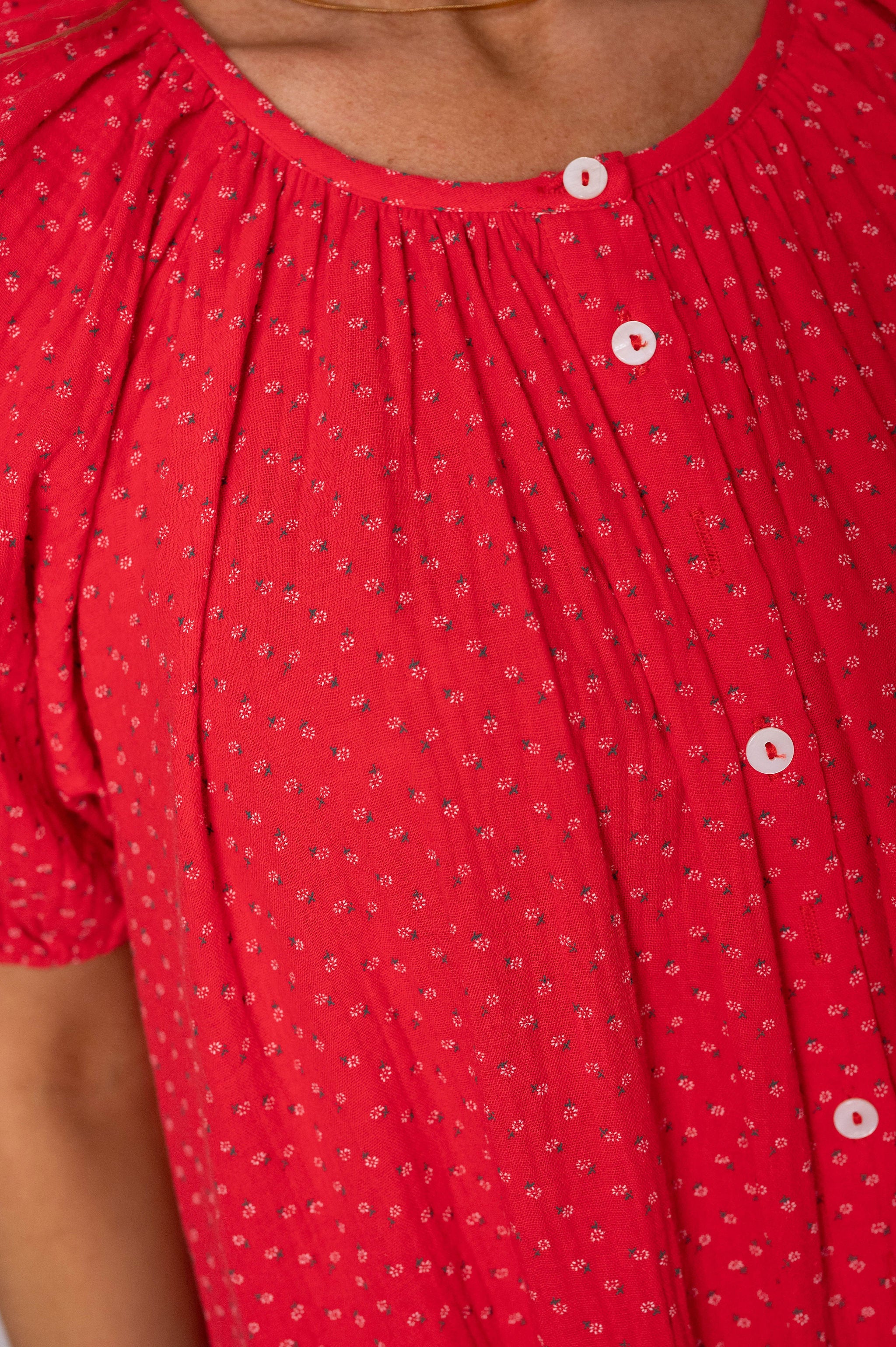 Piper Cotton Gauze Dress-Red