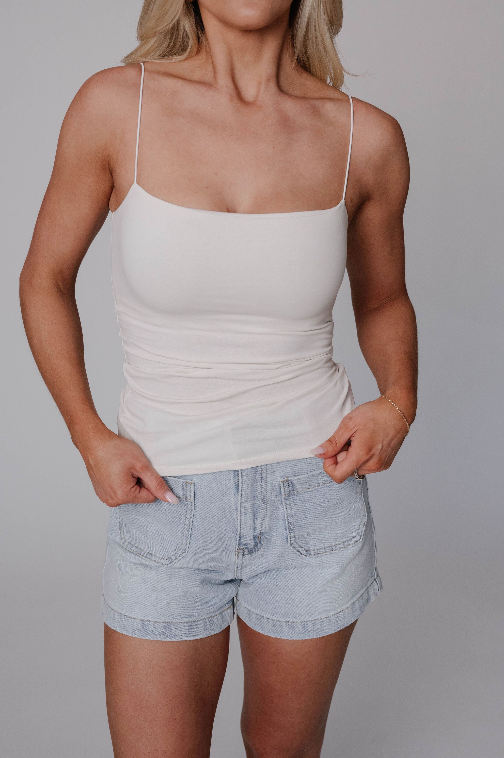 Camille Tank Top-Ecru