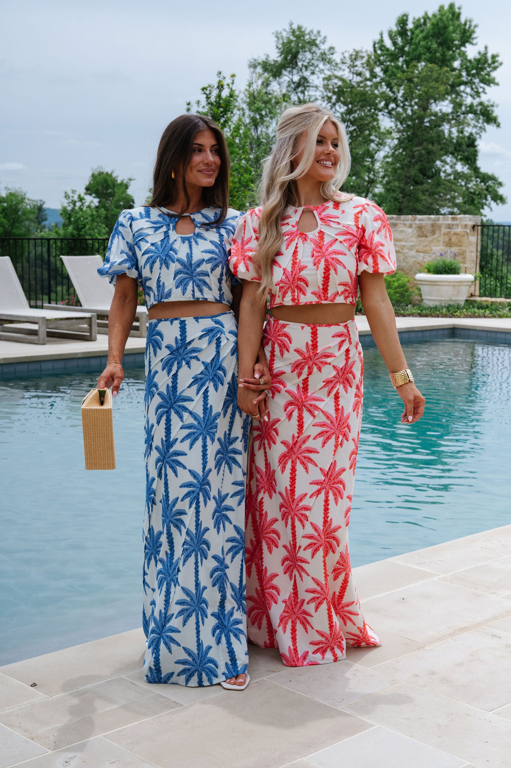 Palmer Maxi Skirt Set-Pink Palm