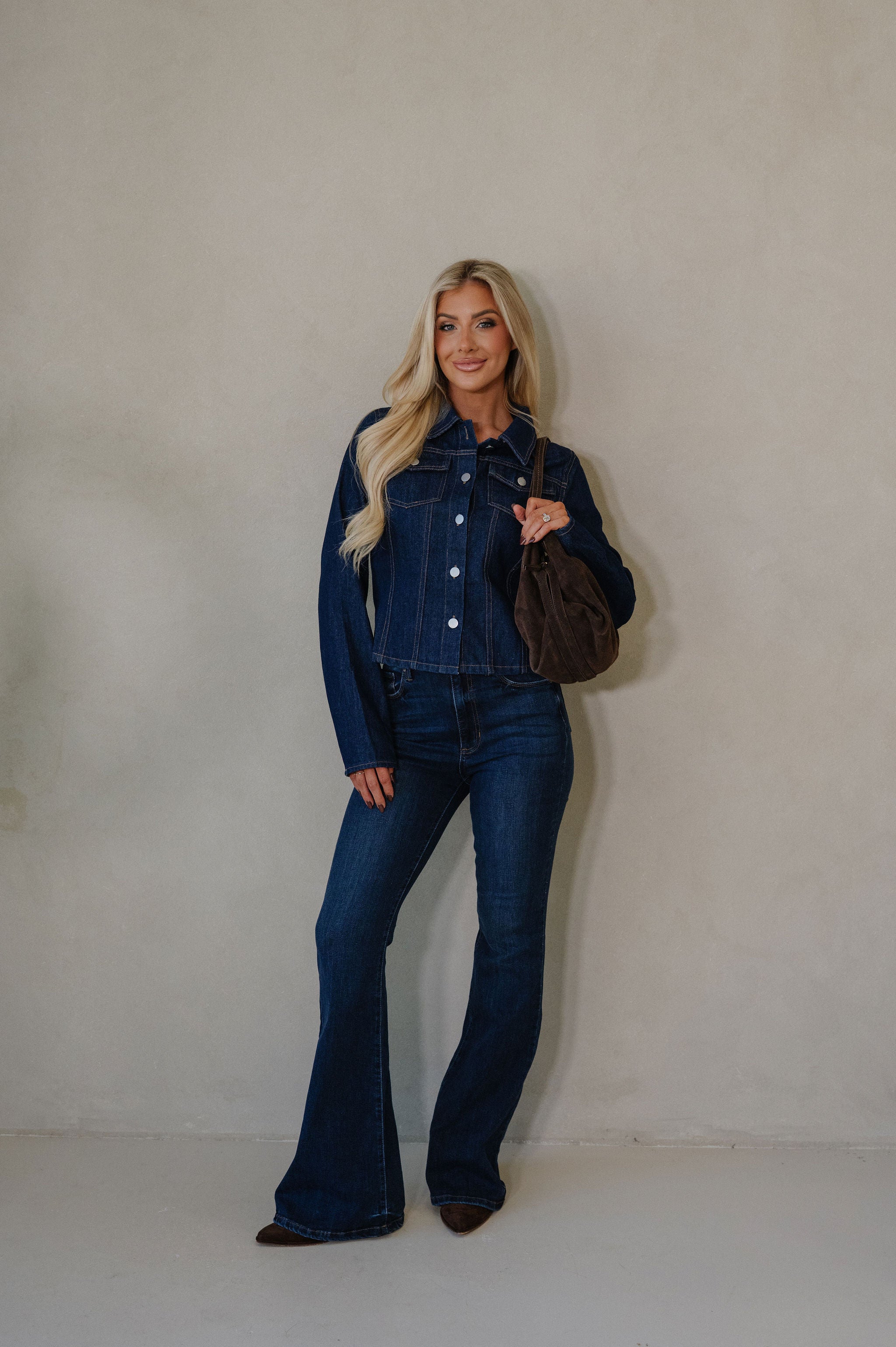 Cori Denim Top-Dark Denim