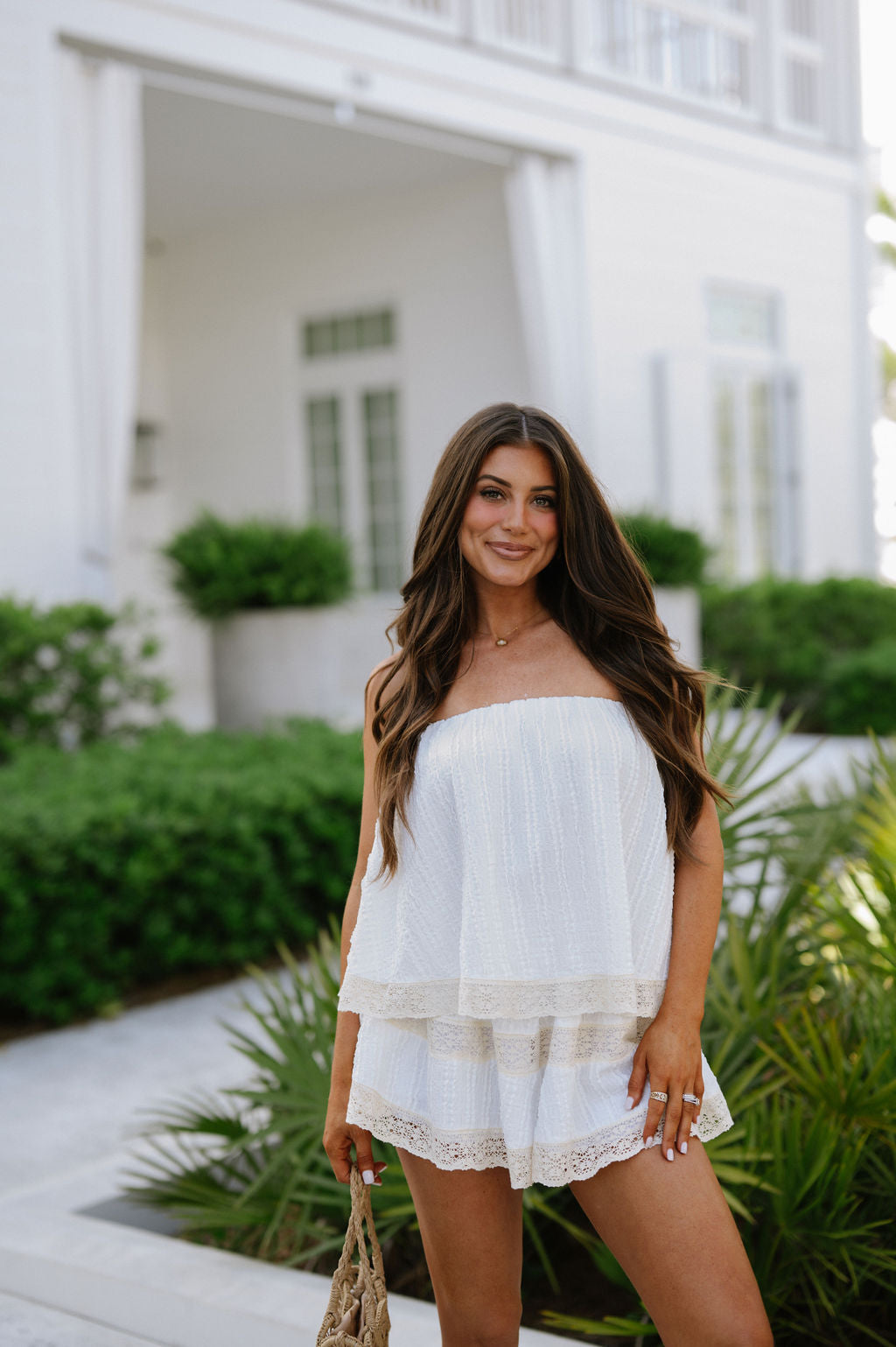 Ginny Lace Romper-Off White