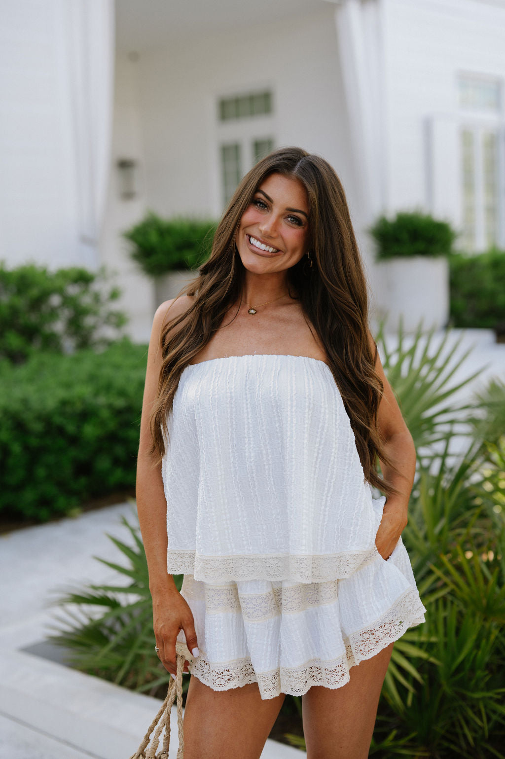 Ginny Lace Romper-Off White