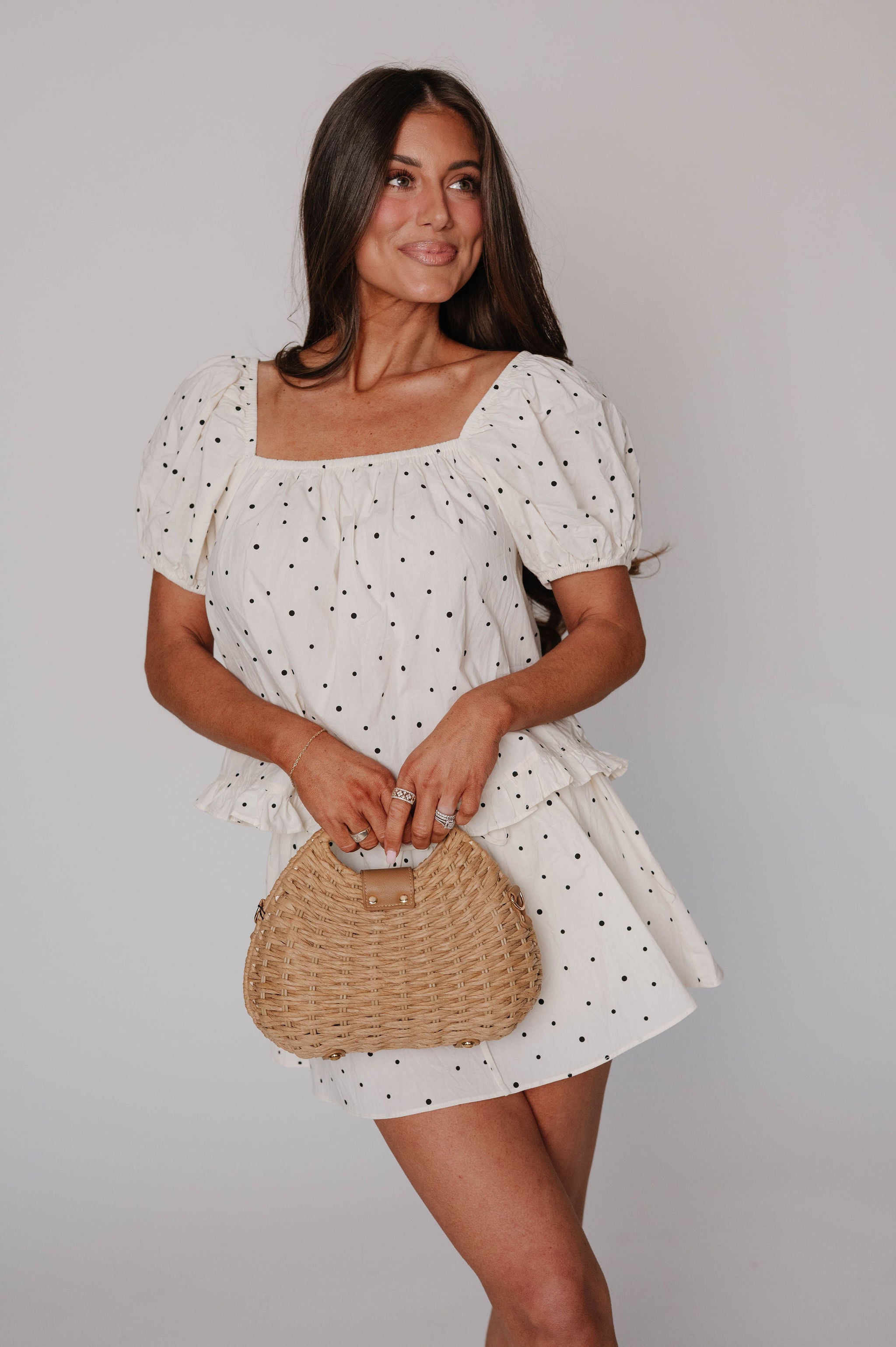 Arlo Puff Sleeve Top-Ivory/Black