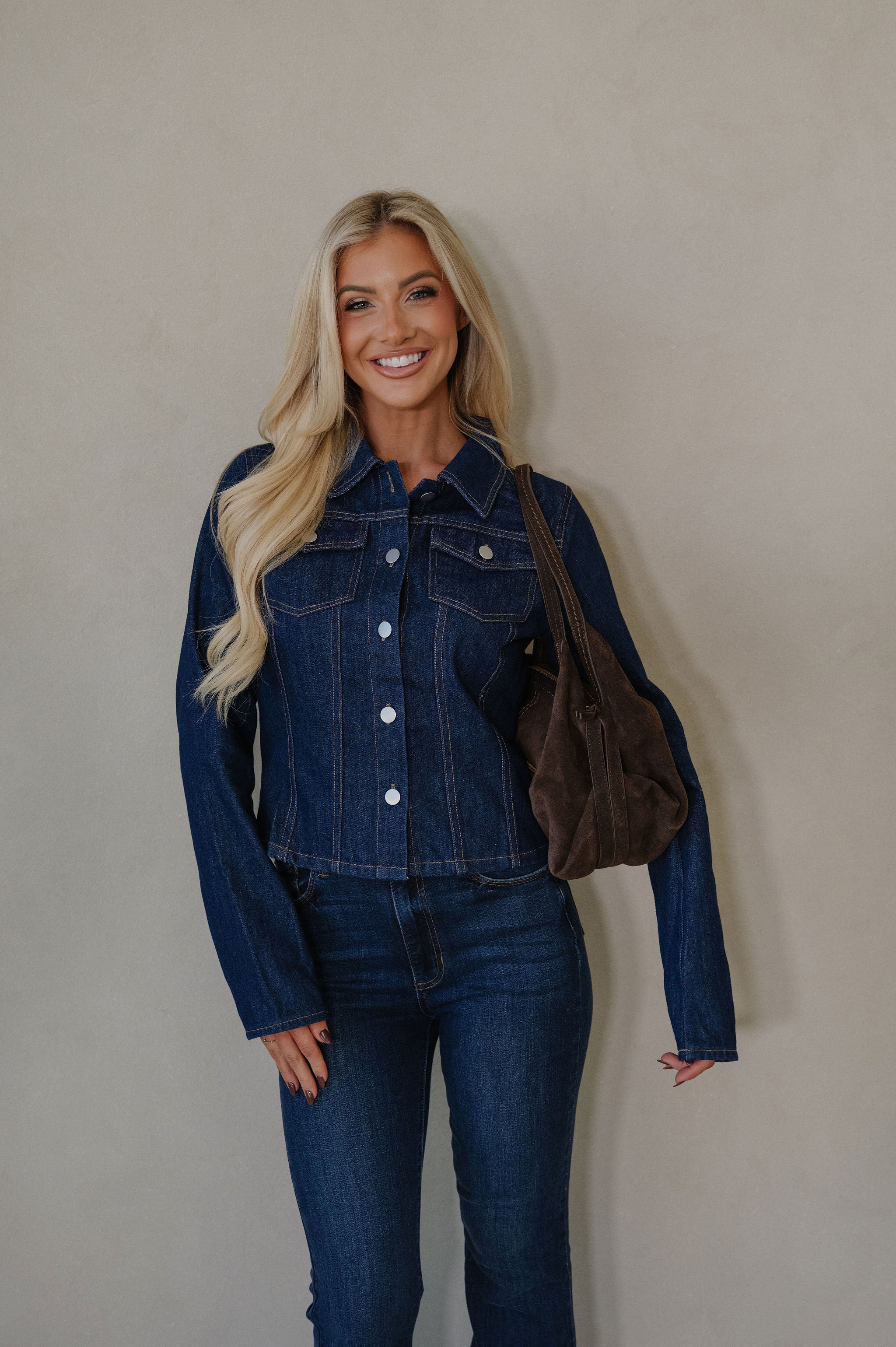 Cori Denim Top-Dark Denim