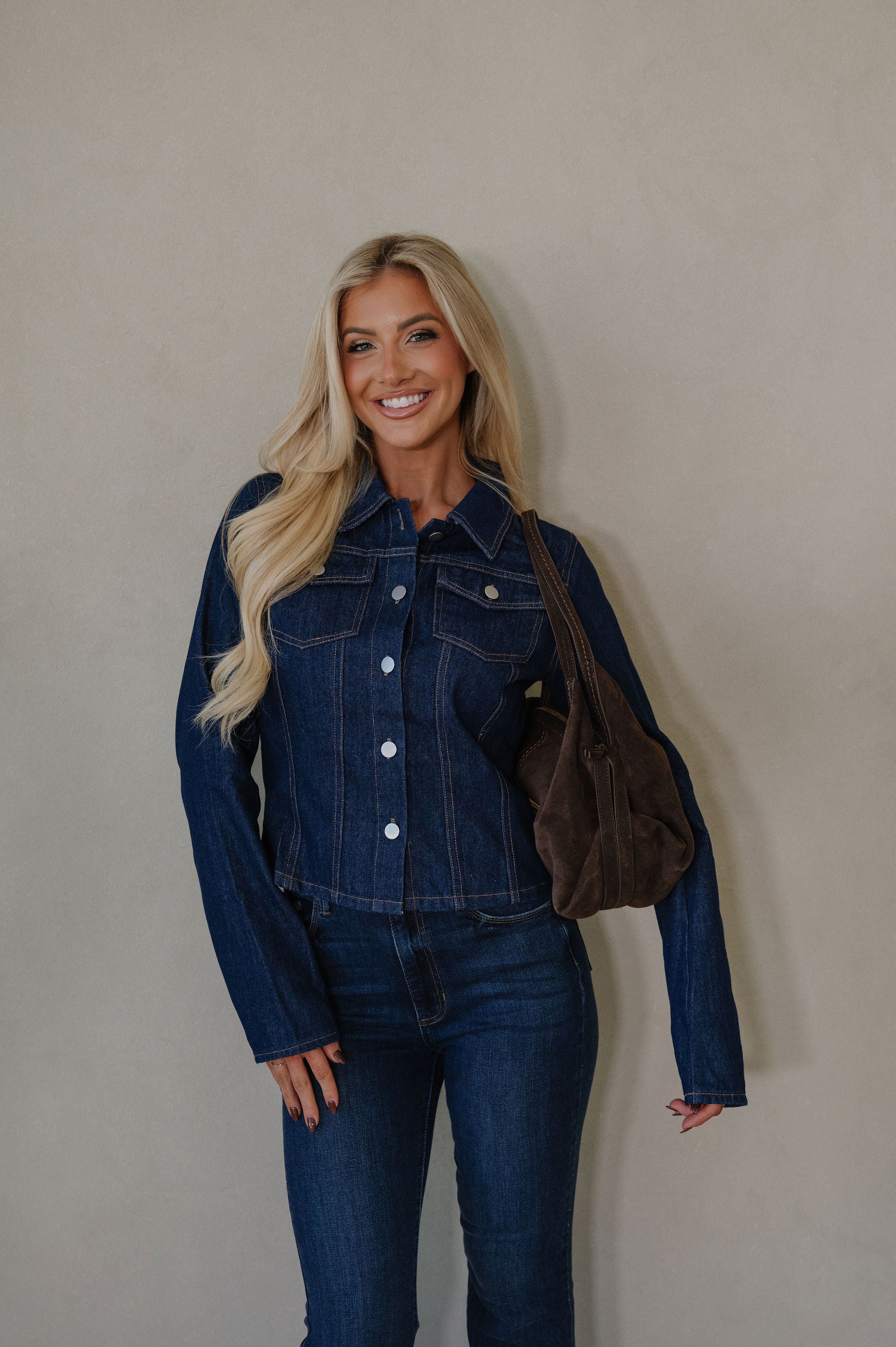 Cori Denim Top-Dark Denim