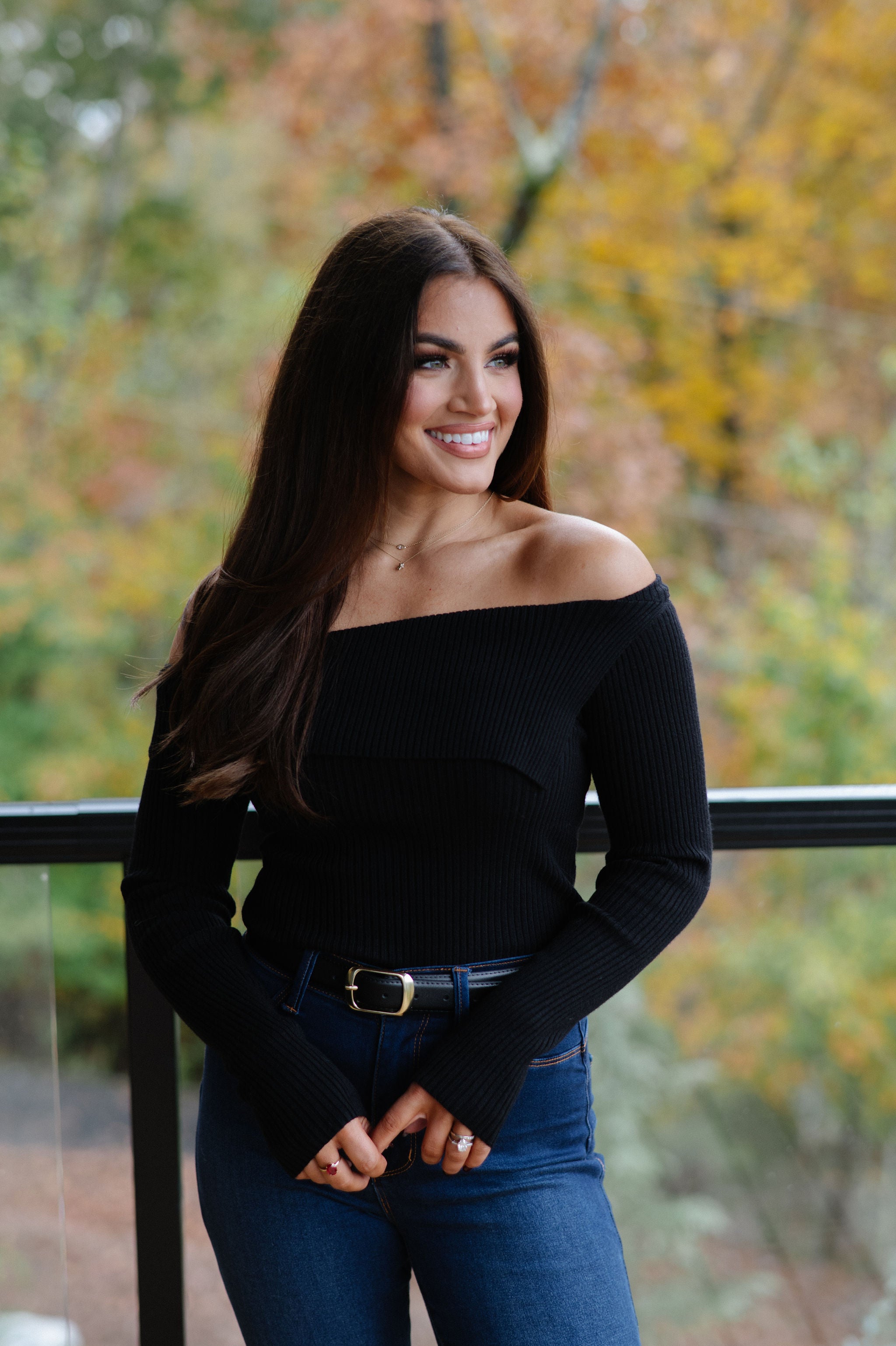 Asymmetrical Fold Over Sweater-Black