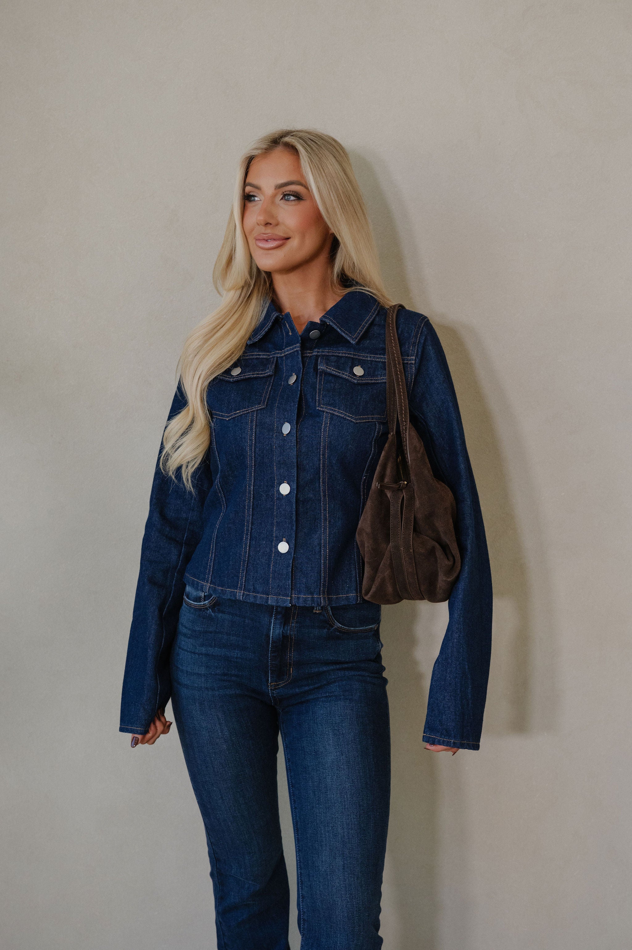 Cori Denim Top-Dark Denim