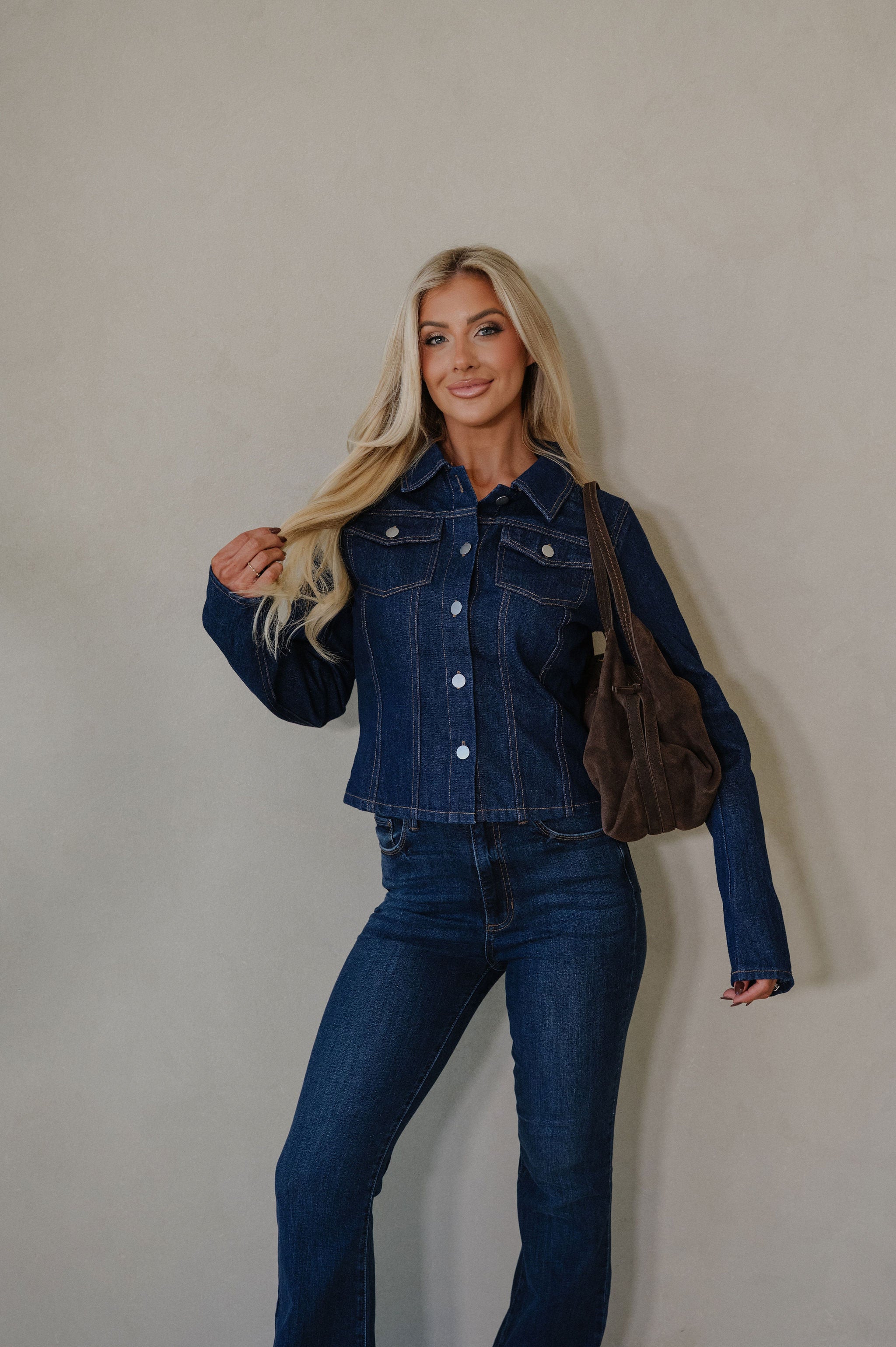 Cori Denim Top-Dark Denim