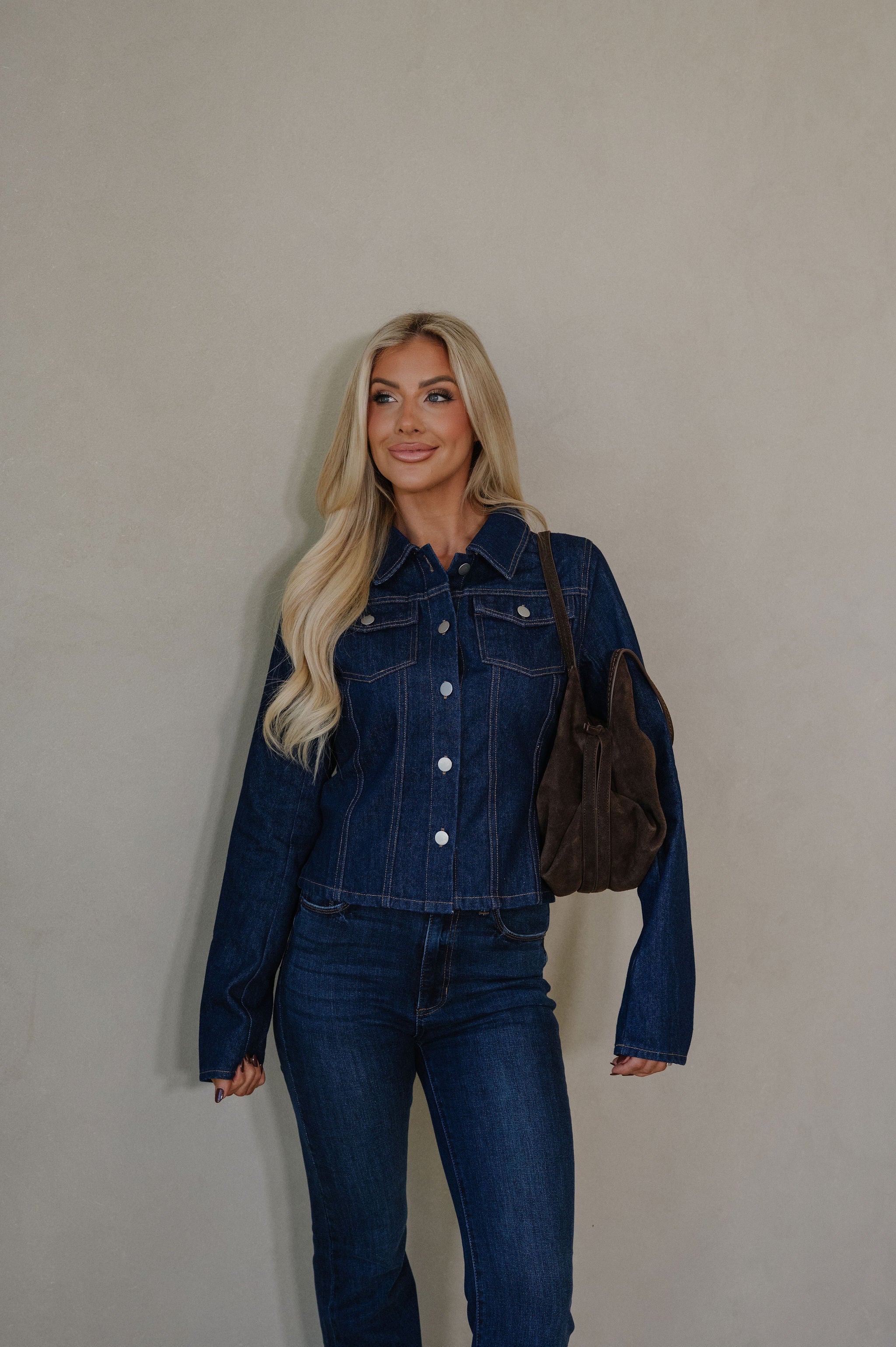 Cori Denim Top-Dark Denim
