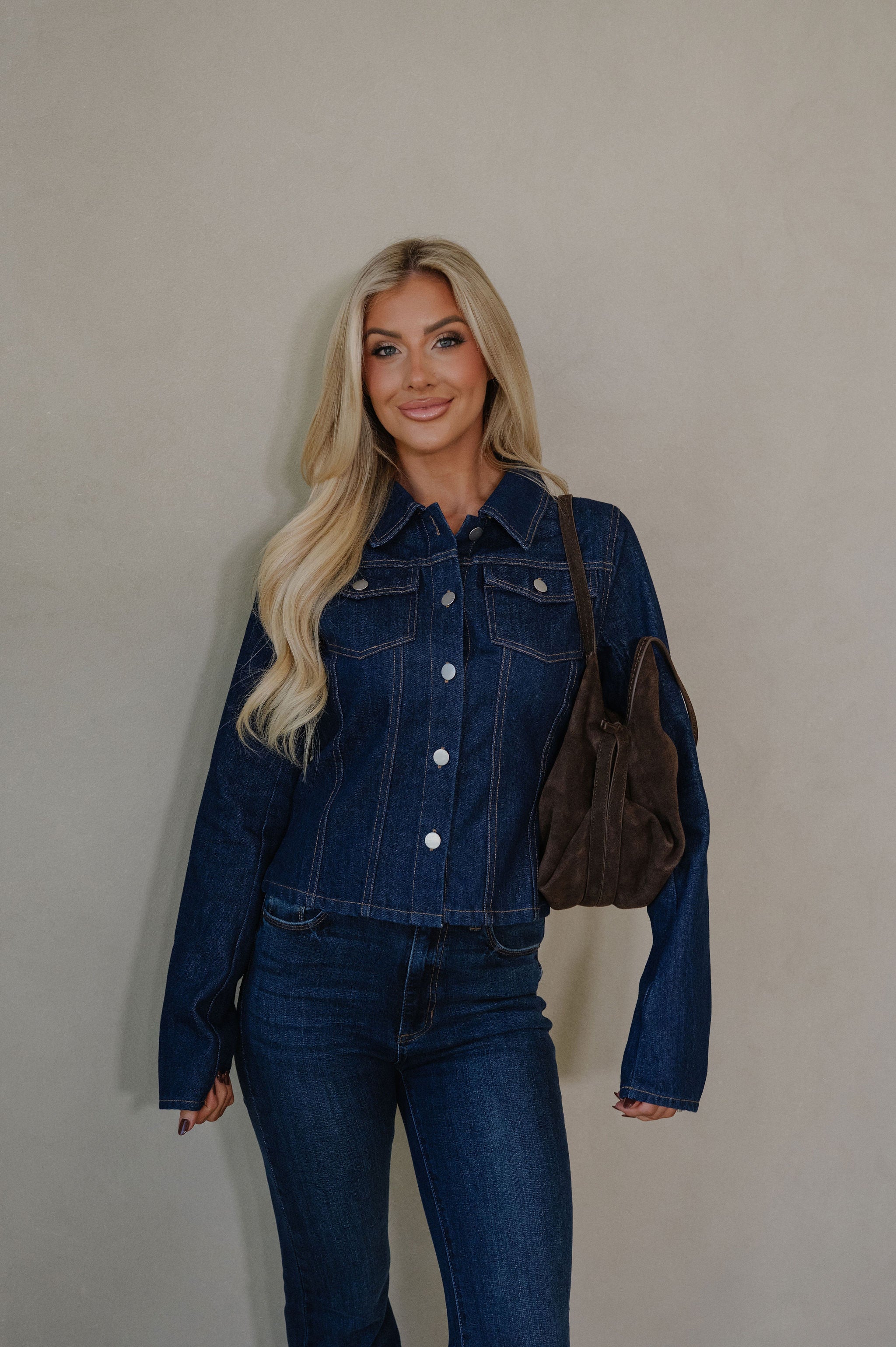 Cori Denim Top-Dark Denim