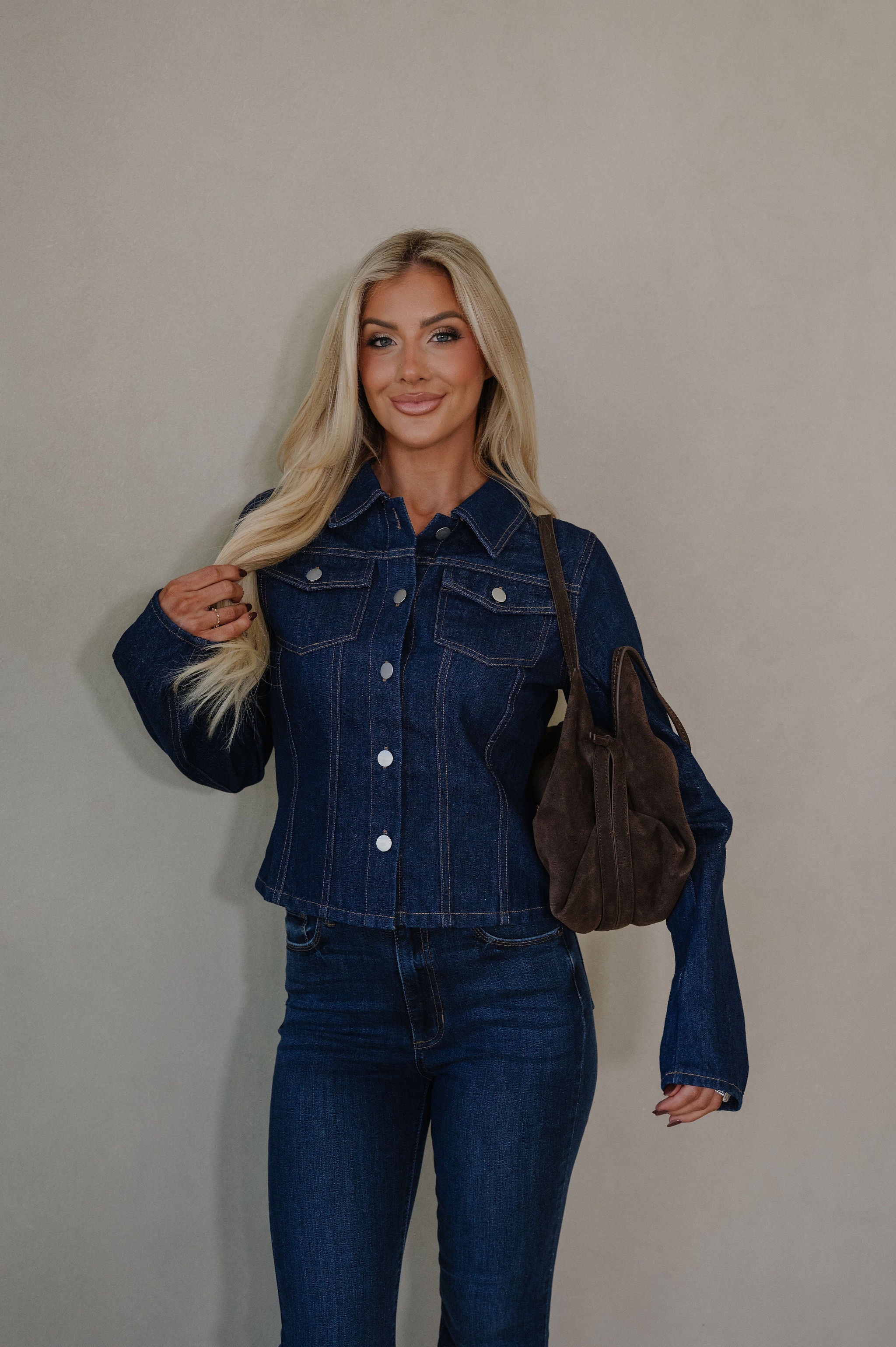 Cori Denim Top-Dark Denim
