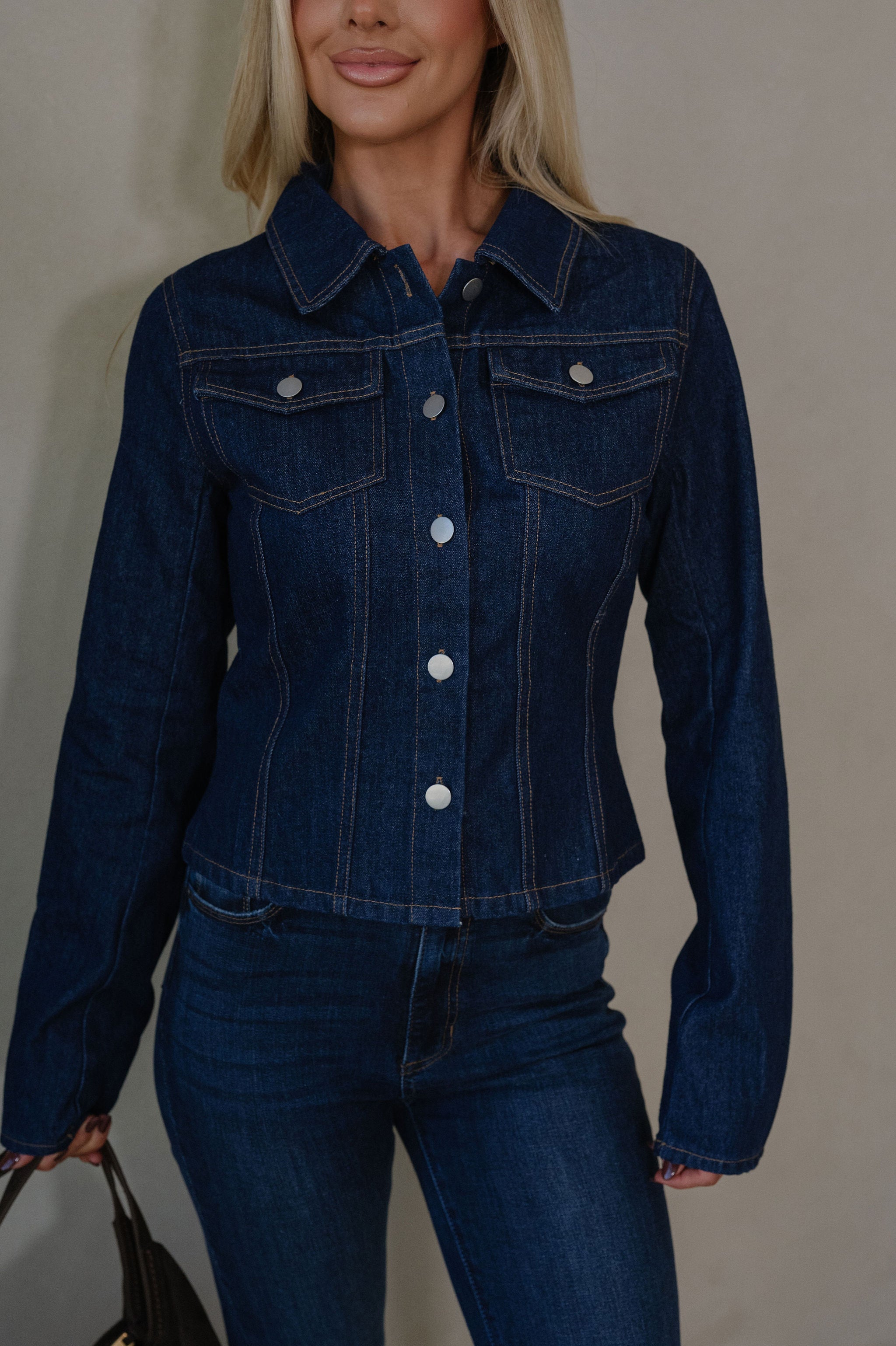 Cori Denim Top-Dark Denim