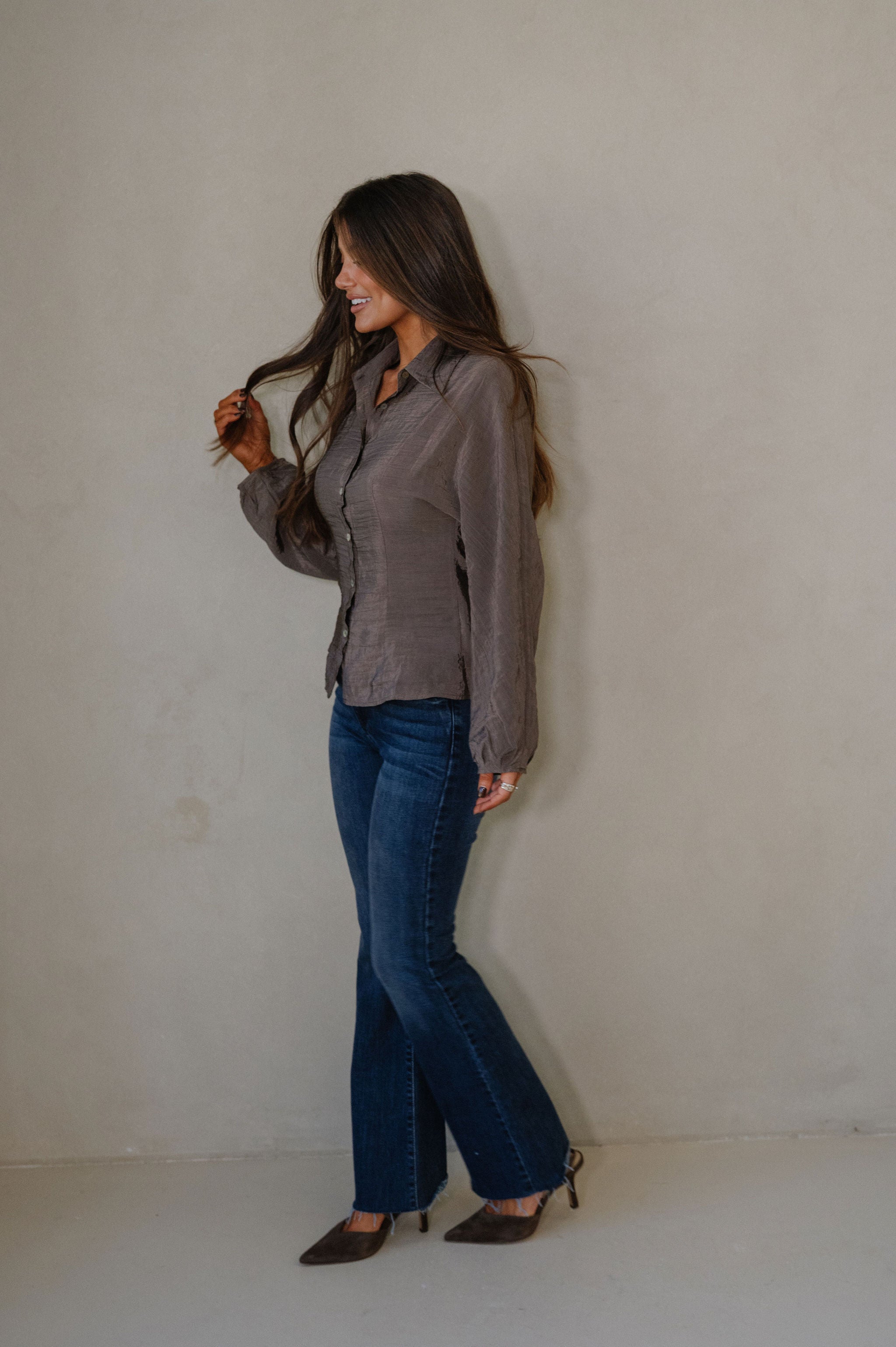 Rita Fitted Blouse-Mud