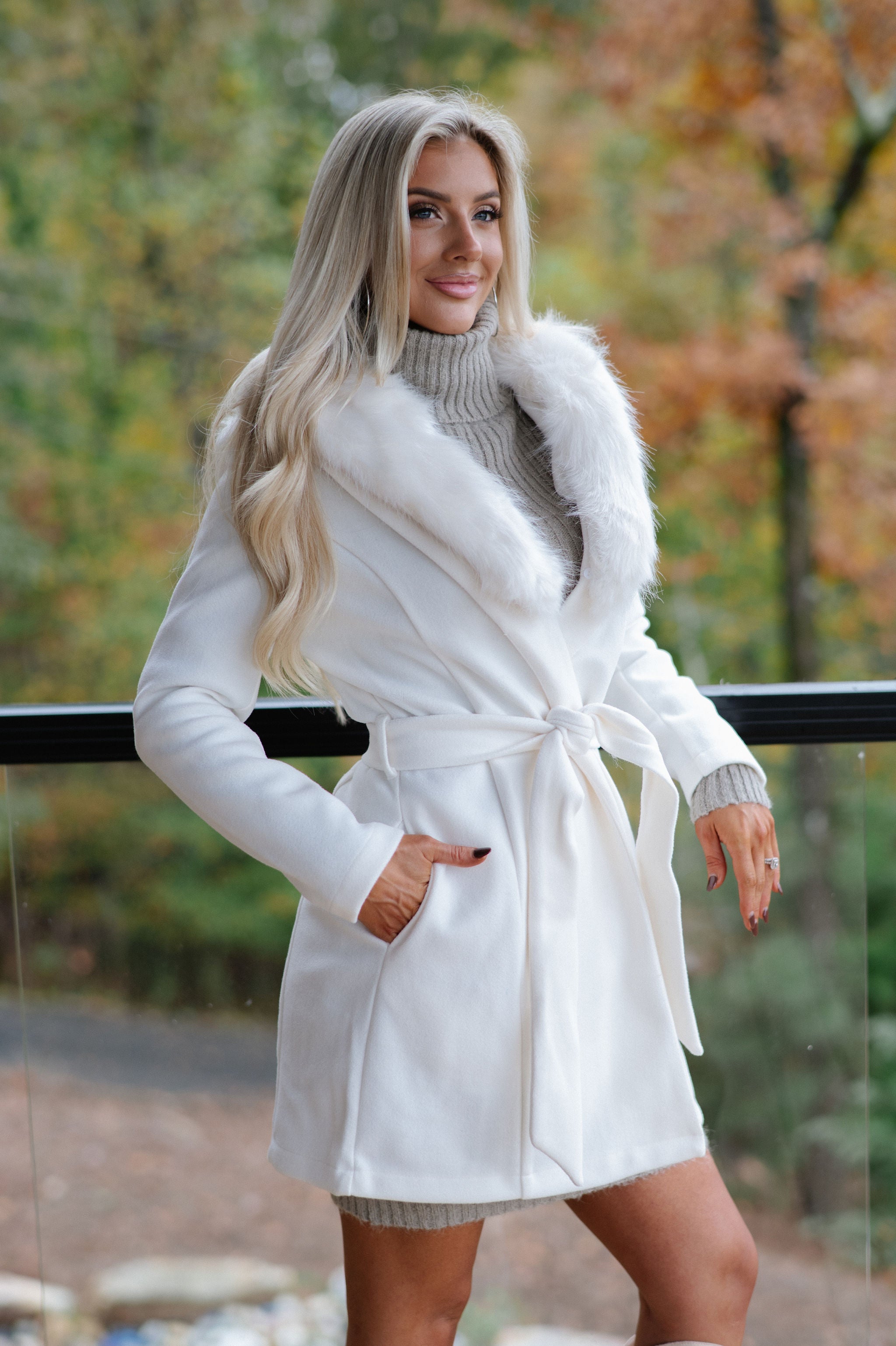 Isla Belted Coat-Ivory