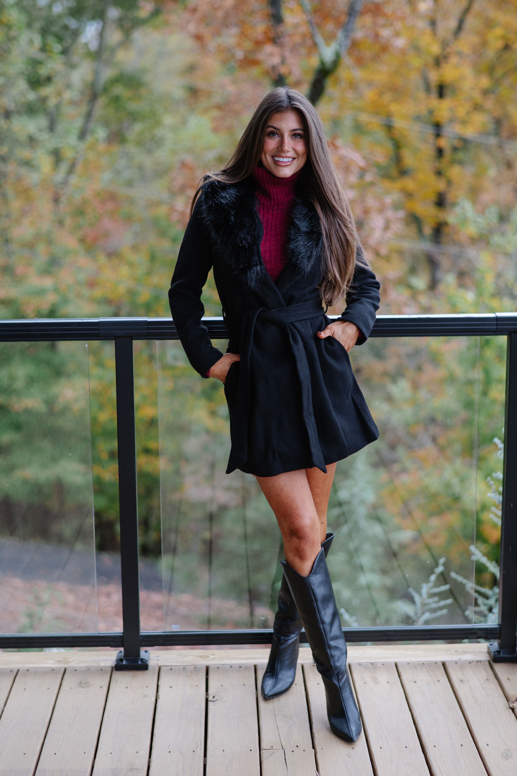 Isla Belted Coat-Black