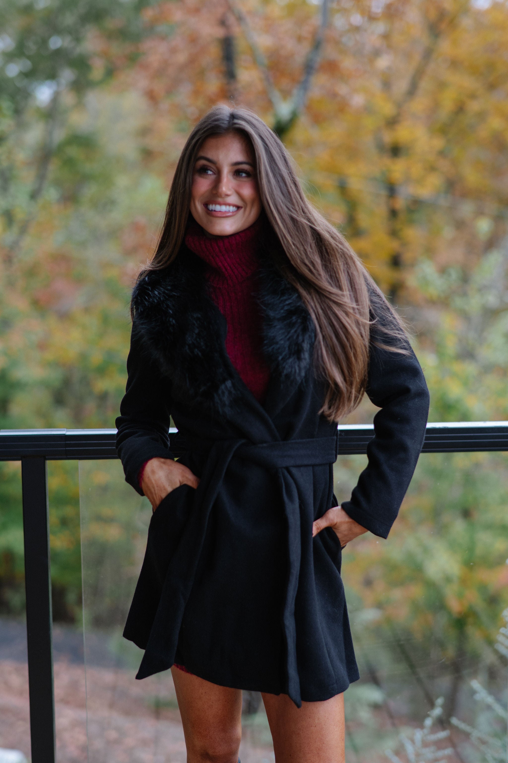 Isla Belted Coat-Black