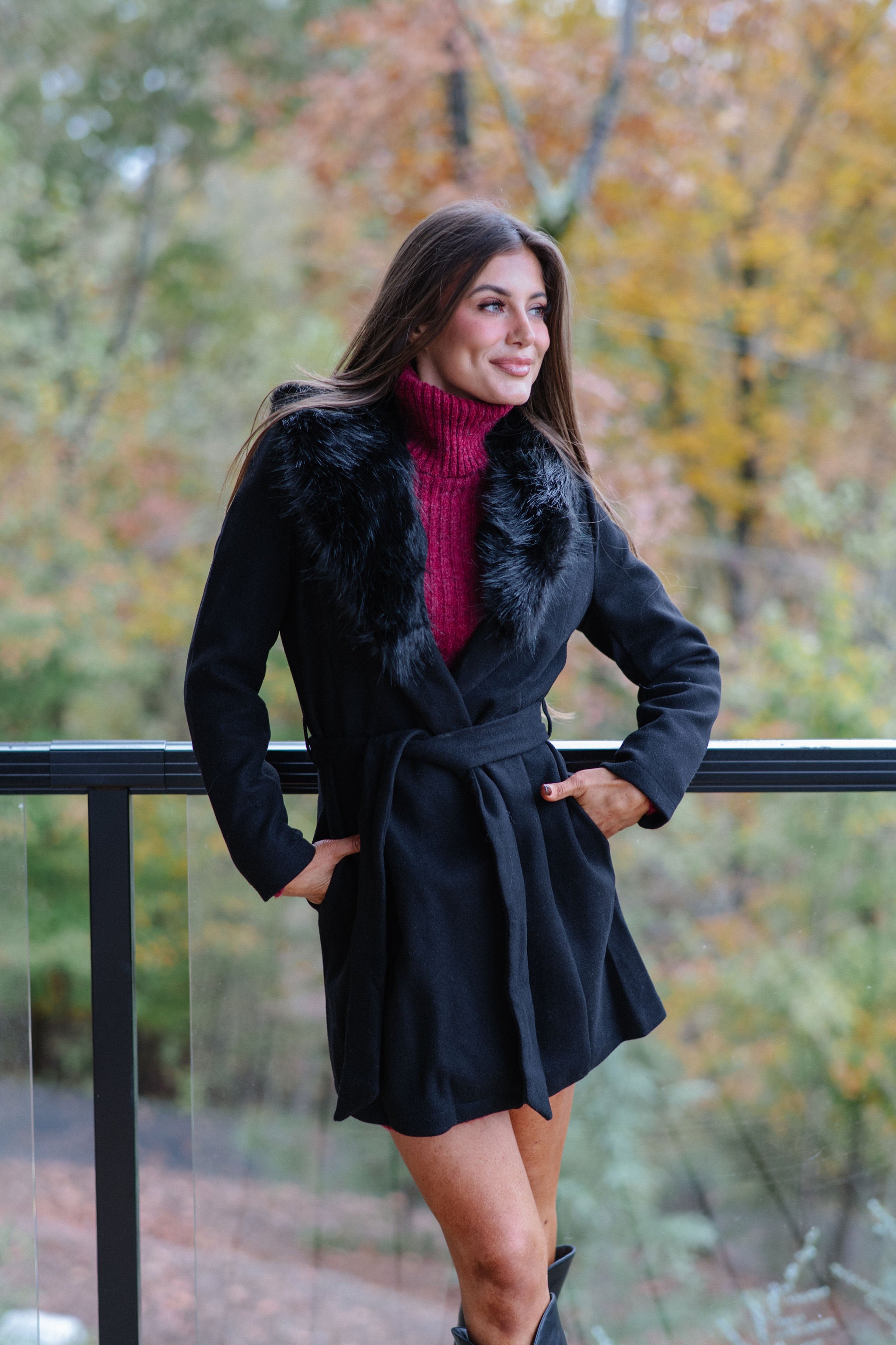 Isla Belted Coat-Black