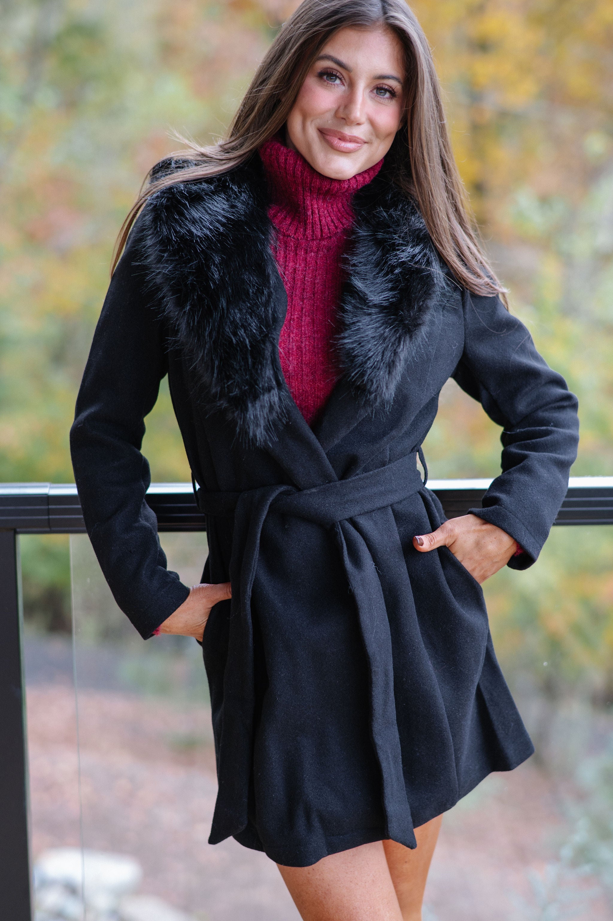 Isla Belted Coat-Black