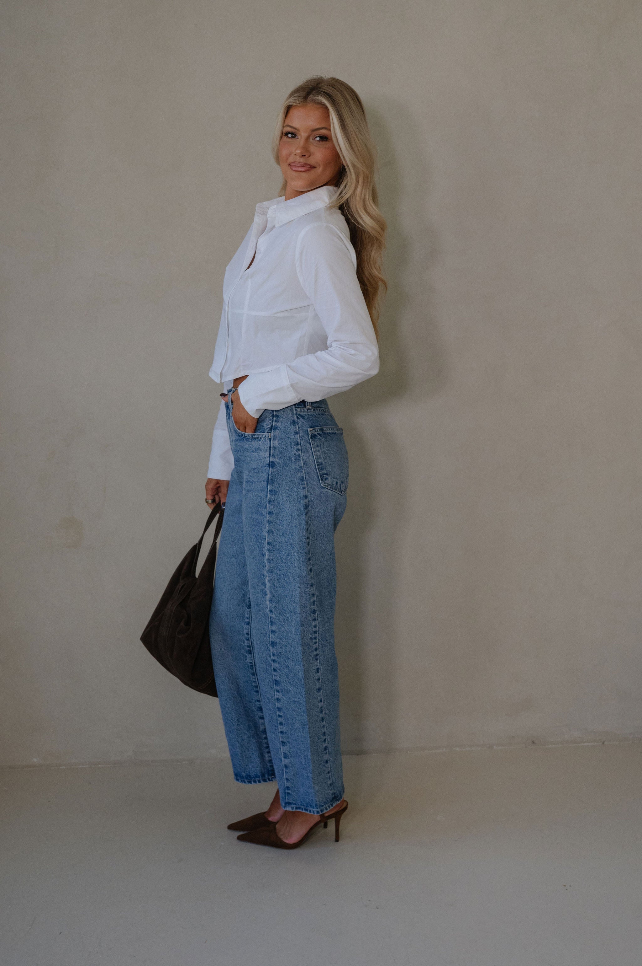 Lou Button Down Top-White
