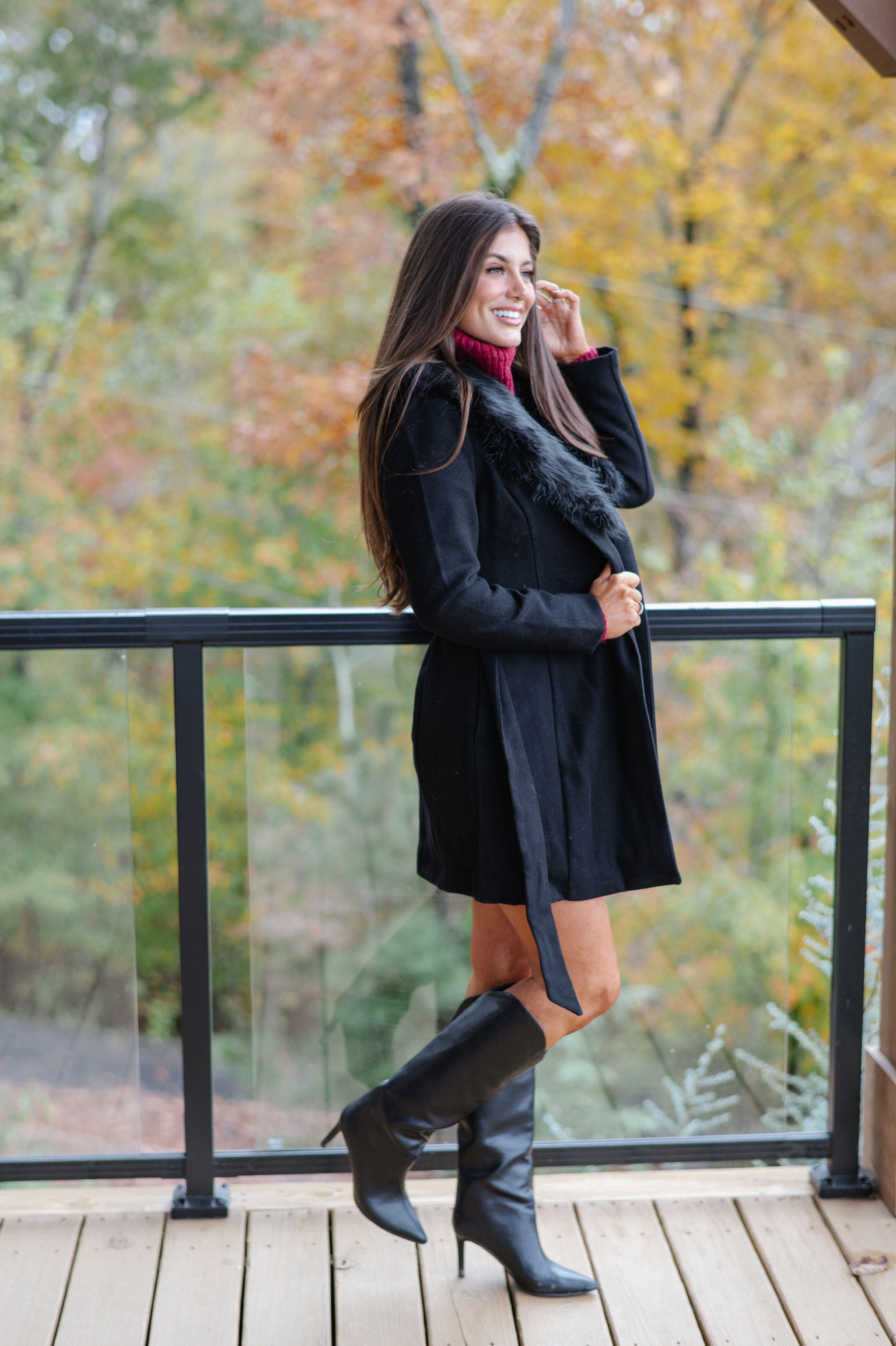 Isla Belted Coat-Black