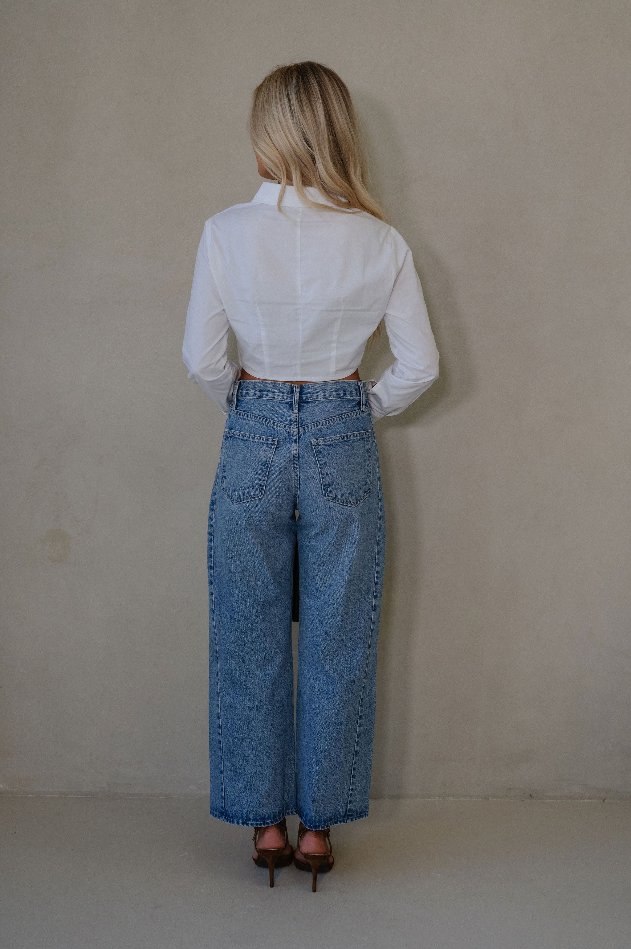 Lou Button Down Top-White
