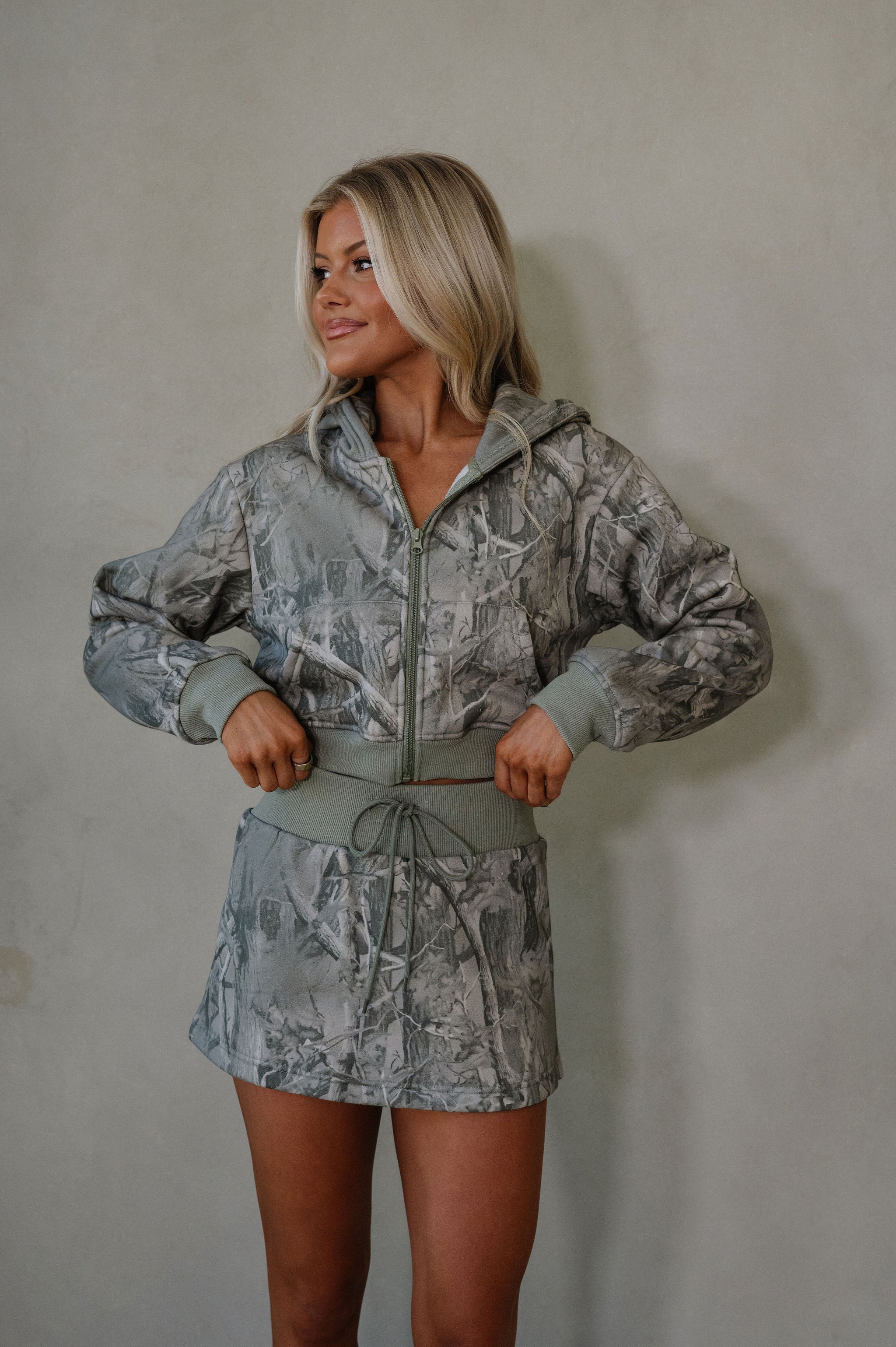 Willis Camo Skirt Set-Sage