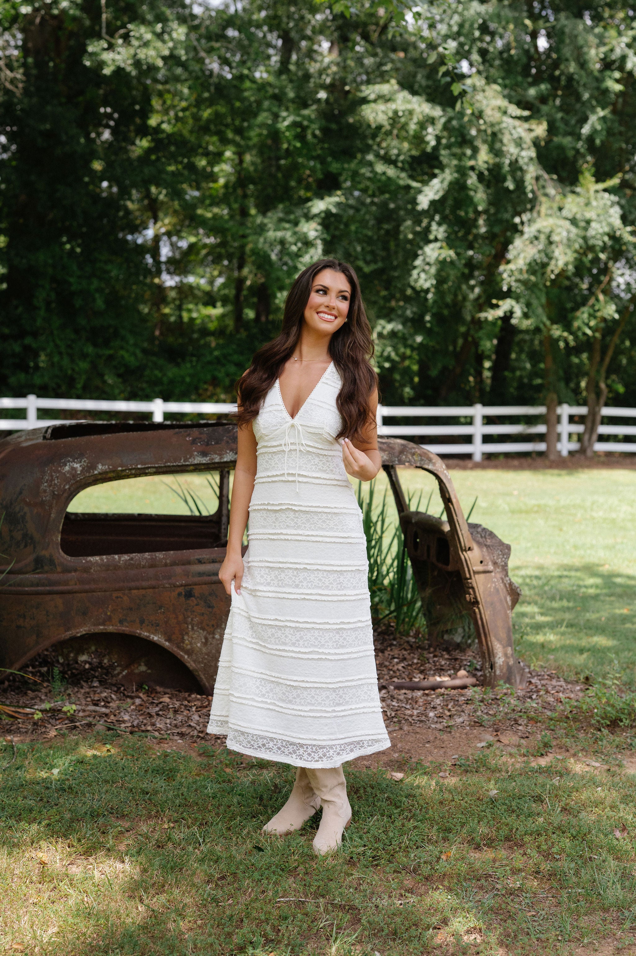 Puckett Midi Dress-Ivory