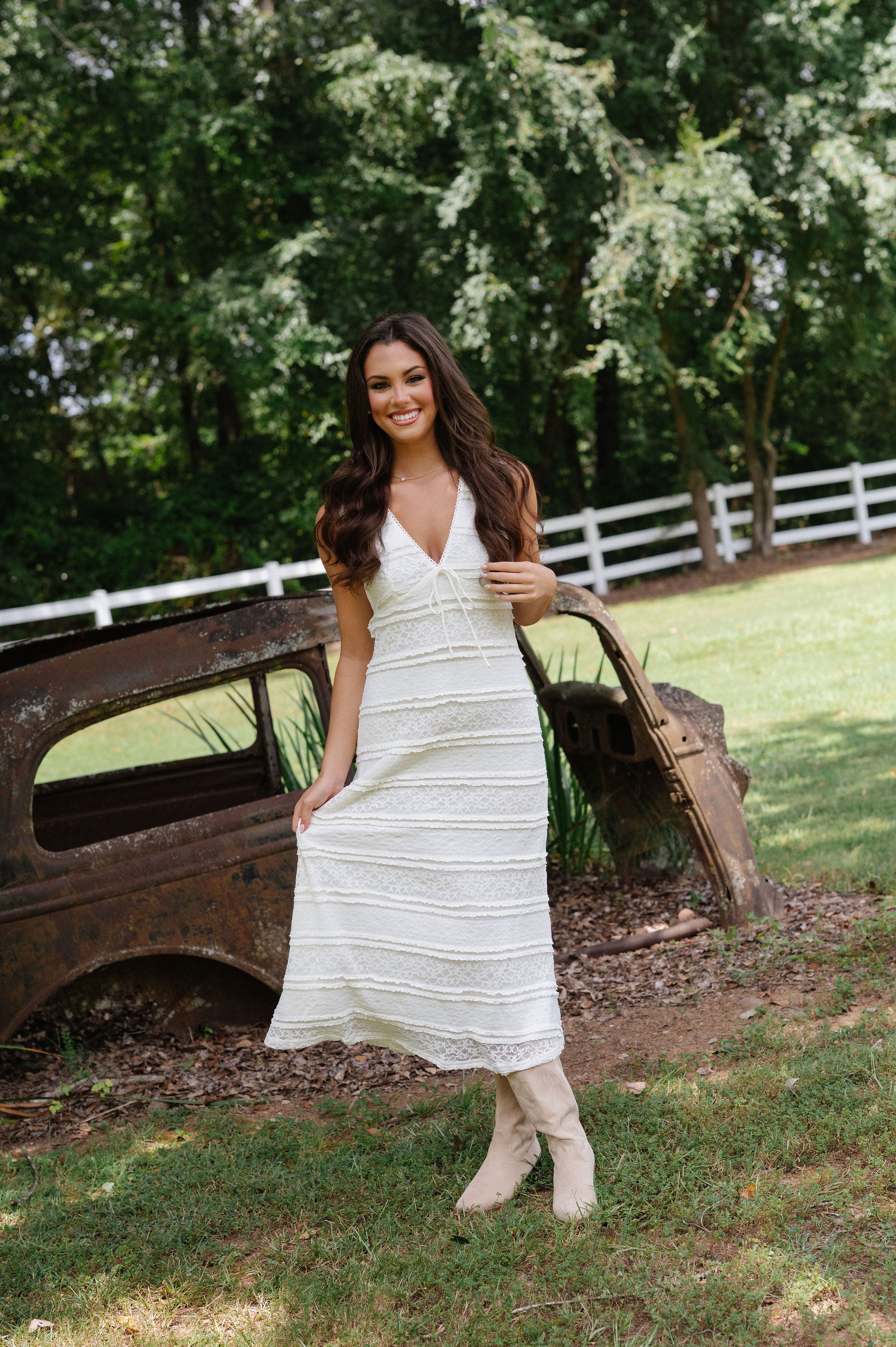 Puckett Midi Dress-Ivory