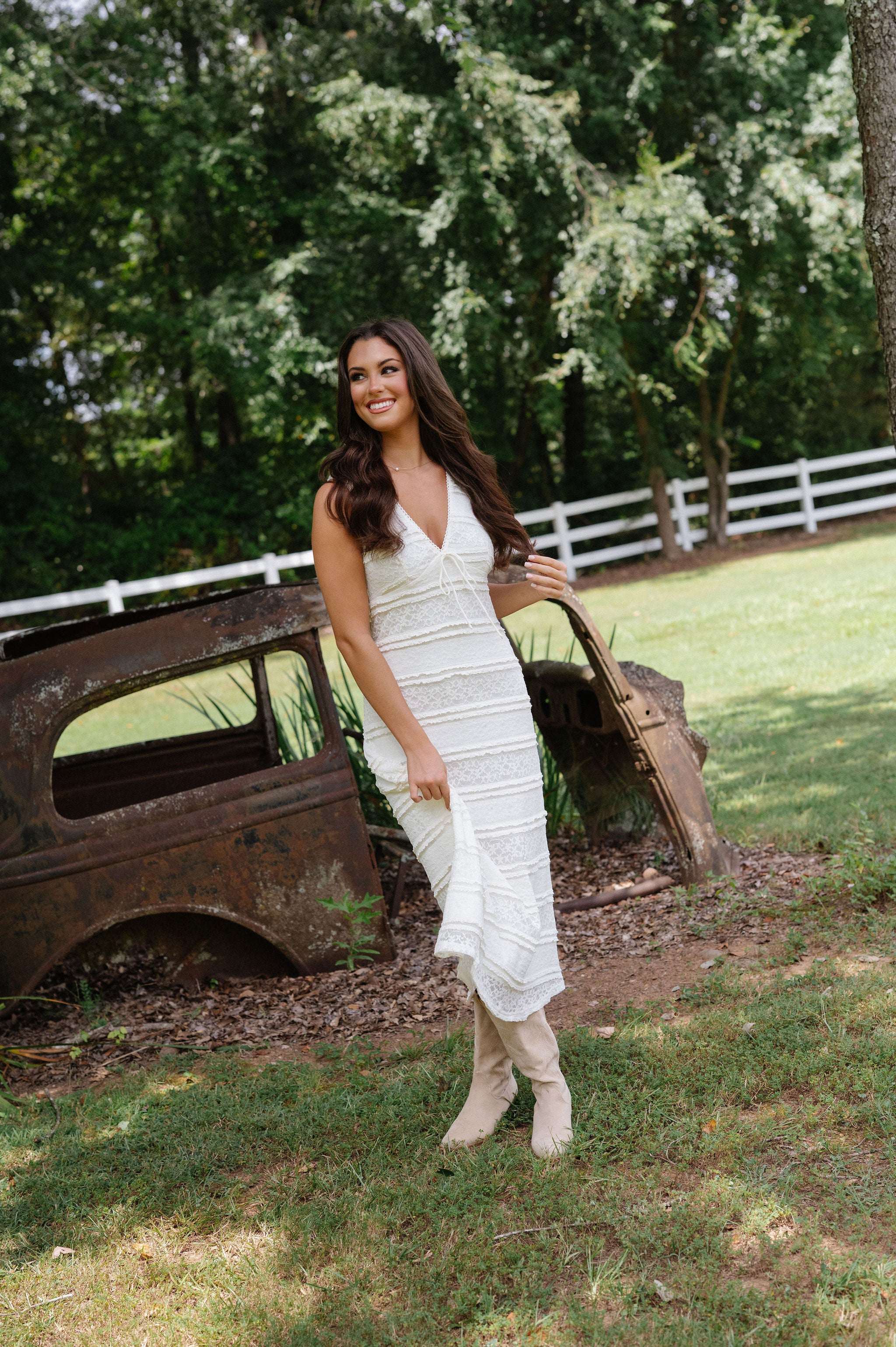 Puckett Midi Dress-Ivory